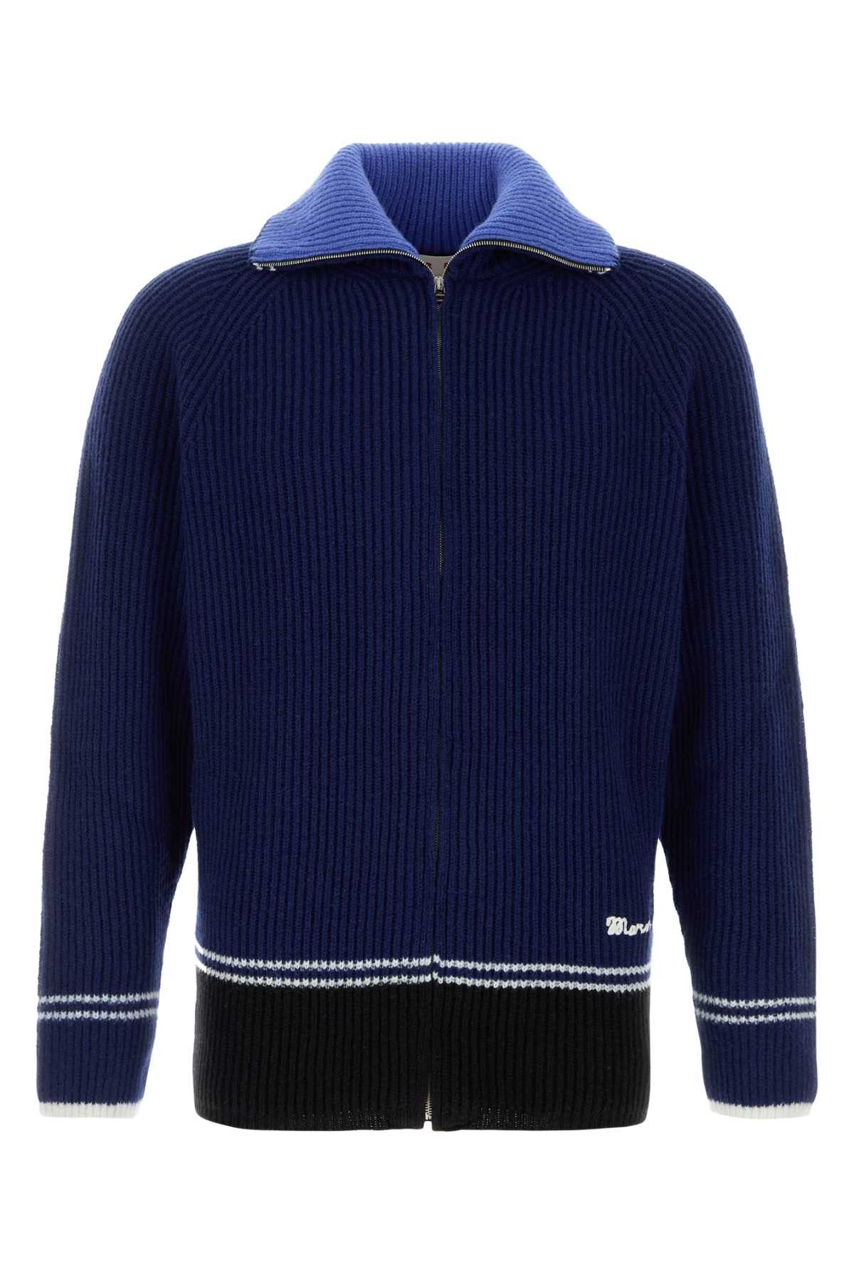 Marni Blue Wool Blend Cardigan Size US L / EU 52-54 / 3 - 1 Thumbnail