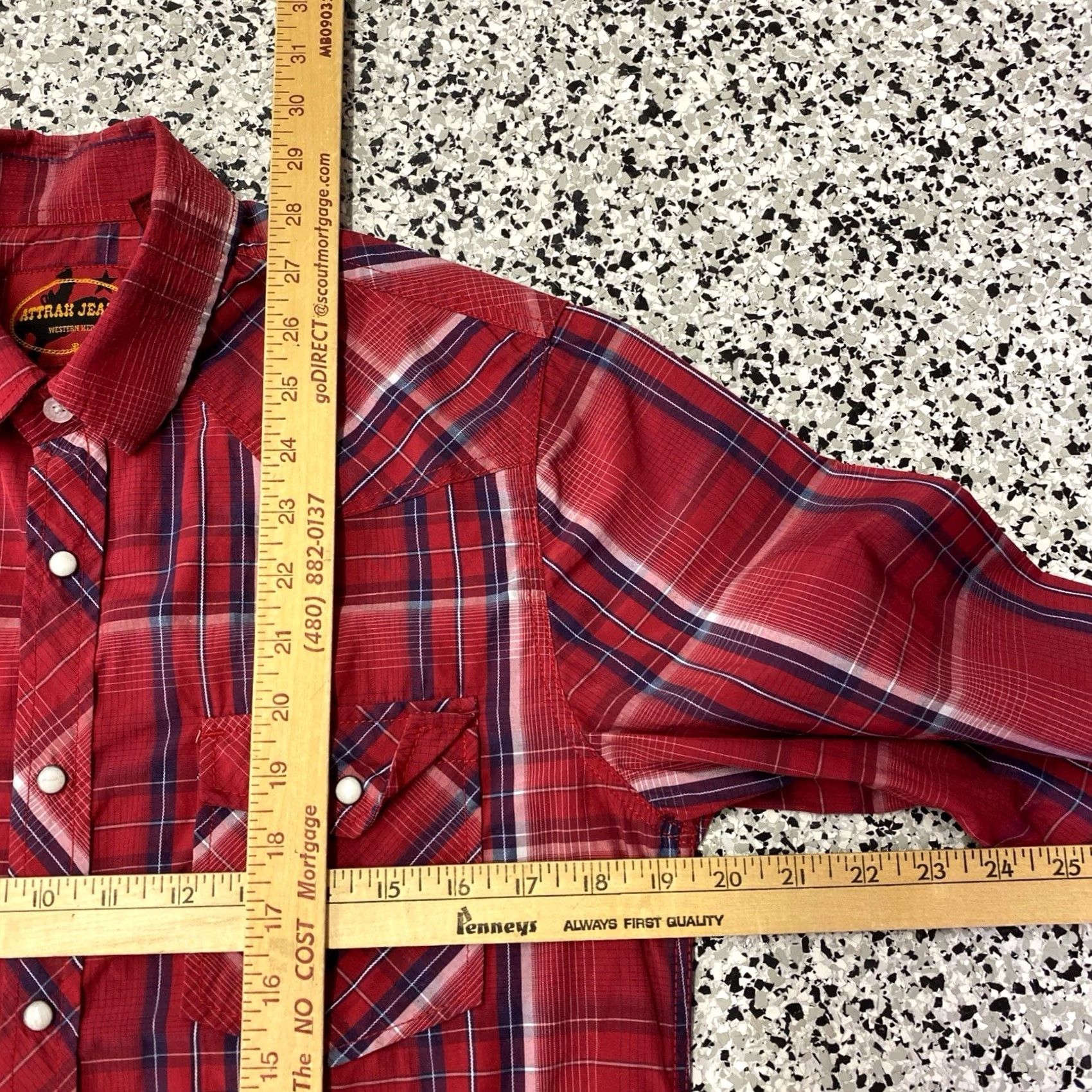 Vintage Attrak Jeans Mens Red Plaid Pearl Snap Front Western Shirt Long Sleeve Size S Size US S / EU 44-46 / 1 - 2 Thumbnail