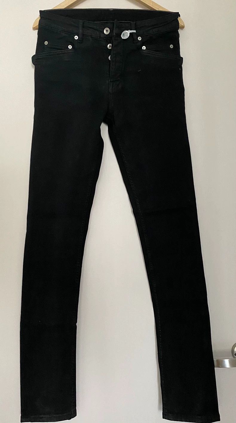 Rick Owens Men's black matte wax-coated stretch jeans 2504-