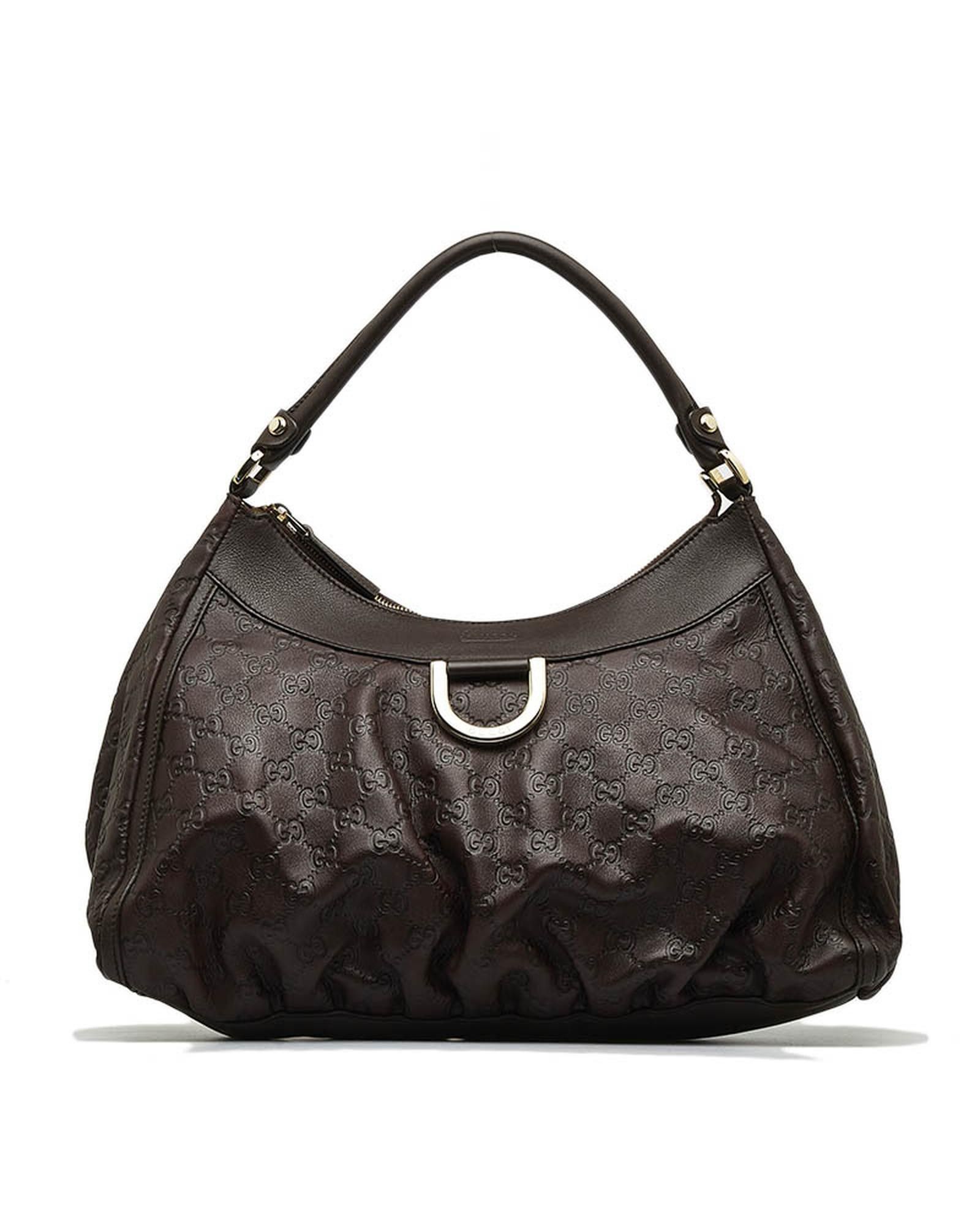 image of Gucci Signature D-Ring Shoulder Bag In Brown, Women's