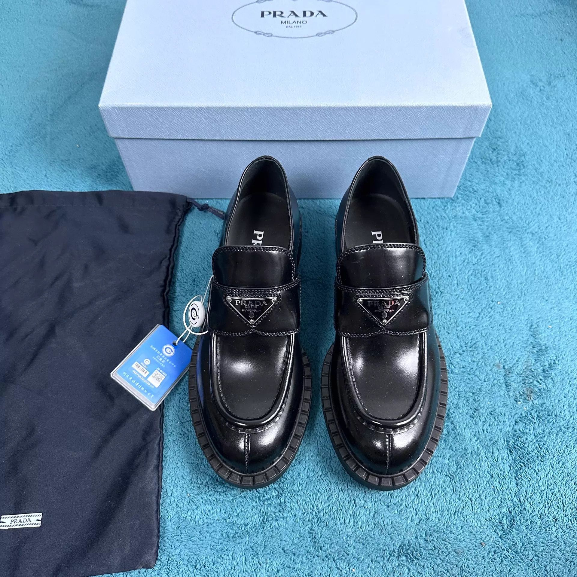 Prada Prada Women's Leather Loafers Black Size 36.5 Unused Size US 6 / IT 36 - 1 Thumbnail