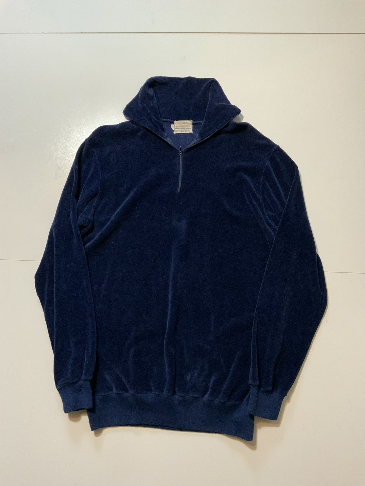 Vintage Vintage 70s The Broadway University Shop Velour Zip Pullover Size US L / EU 52-54 / 3 - 1 Thumbnail