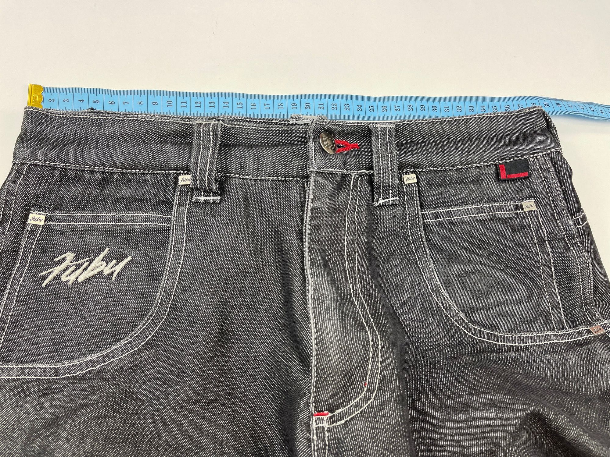 Fubu FUBU jeans, shiny black vintage baggy, silver metallic, W 30 Size US 30 / EU 46 - 10 Thumbnail