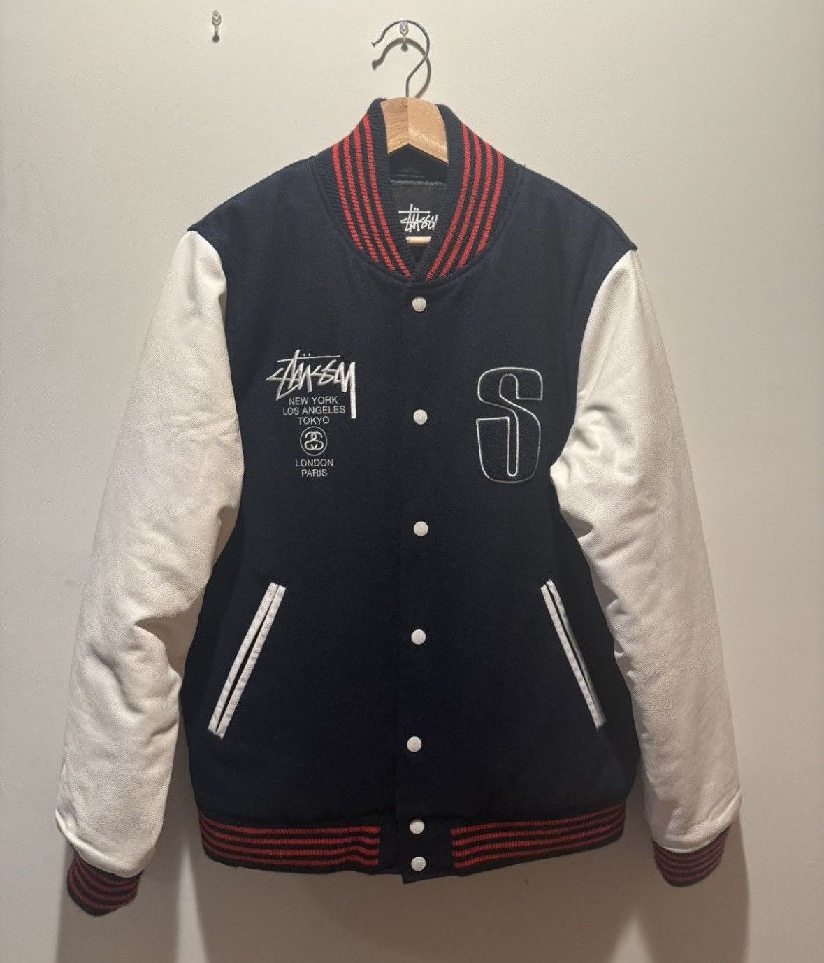 Stussy Stussy Master Piece Leo Leather Varsity Jacket | Grailed