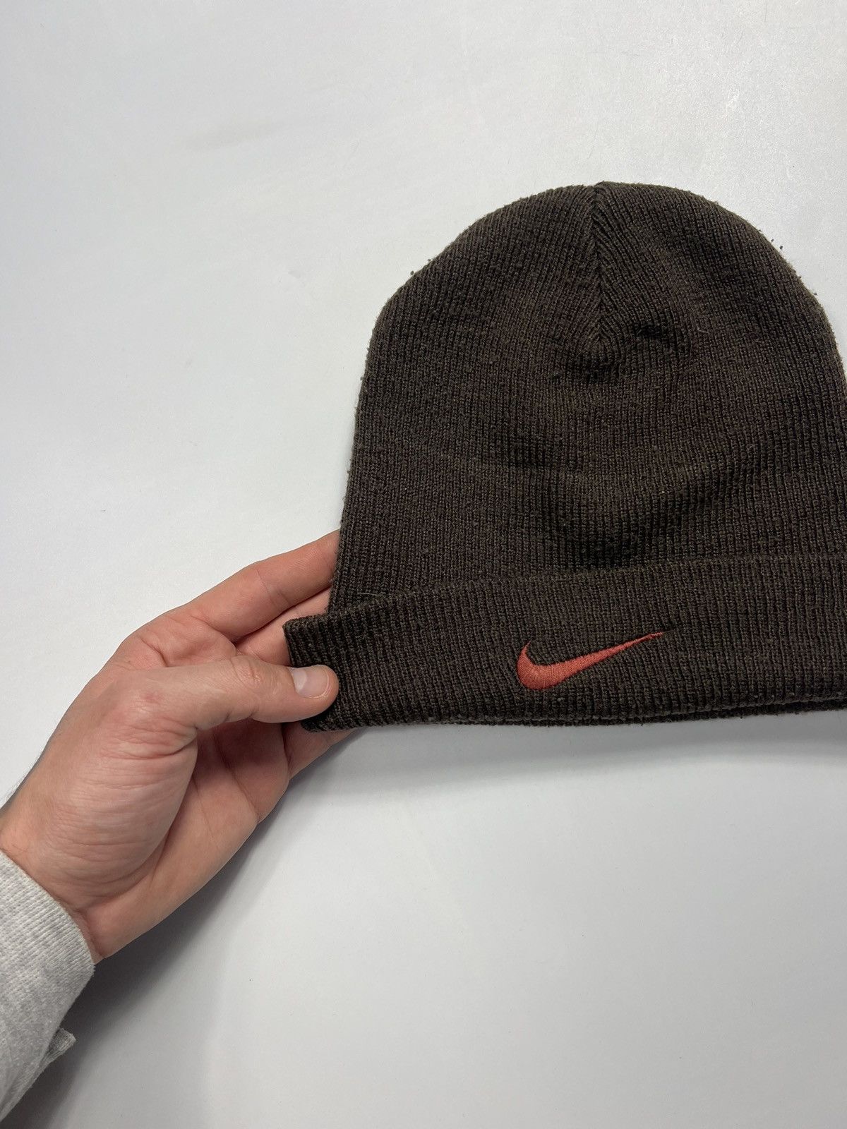 Vintage Vintage Nike Brown Wool Beanie Hat With Logo Size ONE SIZE - 2 Thumbnail