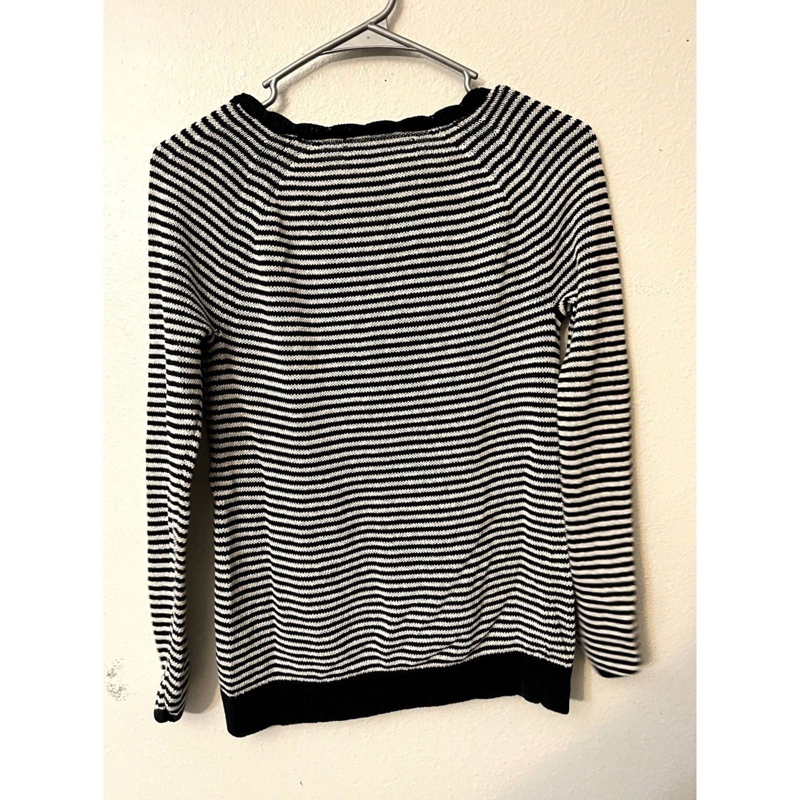 Loft LOFT Womens Sweater XS Black Striped Knit V Neck Pullover Classic Casual Cardigan? Size XS / US 0-2 / IT 36-38 - 2 Thumbnail