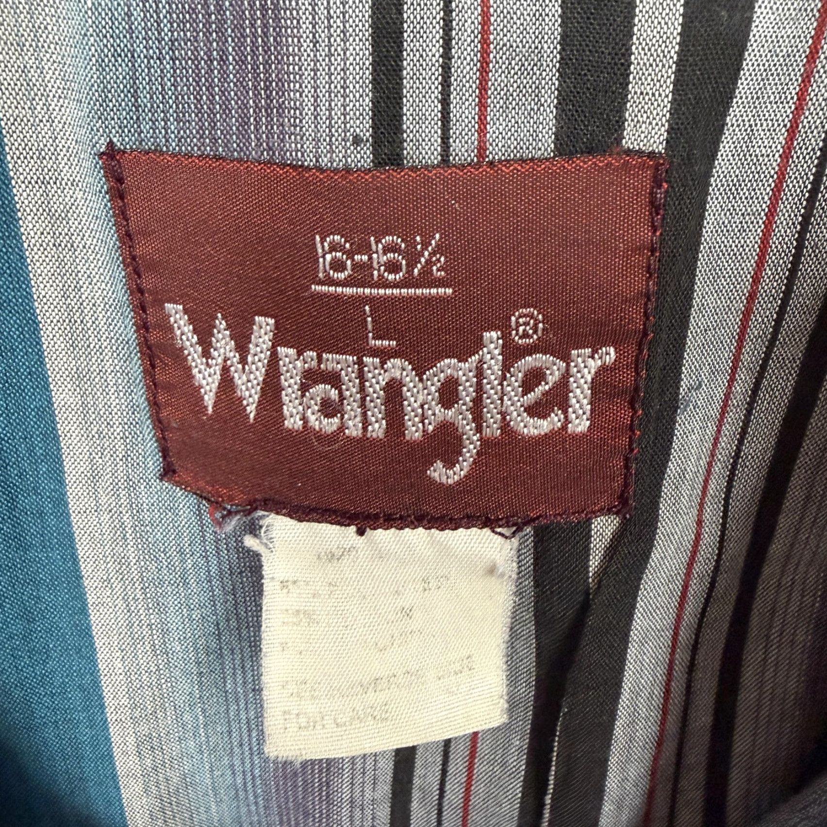 Wrangler VINTAGE Wrangler Shirt Men L 16-16.5 Blue Gray Stripe Pearl Snap Grunge Western 90s Size US L / EU 52-54 / 3 - 4 Thumbnail