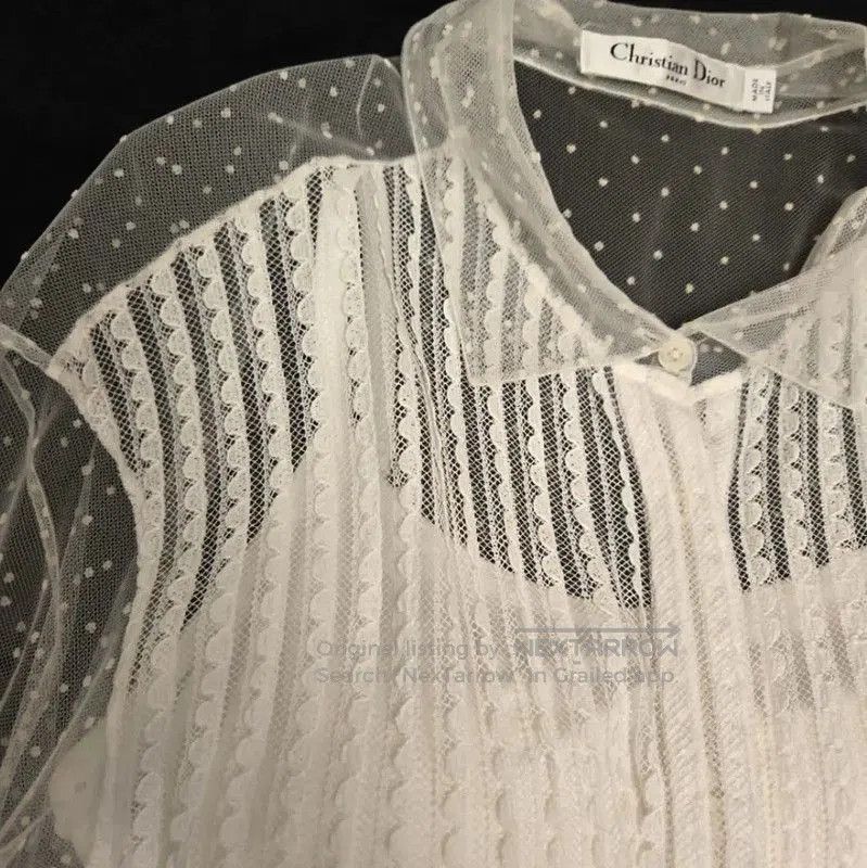 Dior Dior Long Sleeve White Sheer Blouse . Size M / US 6-8 / IT 42-44 - 5 Thumbnail