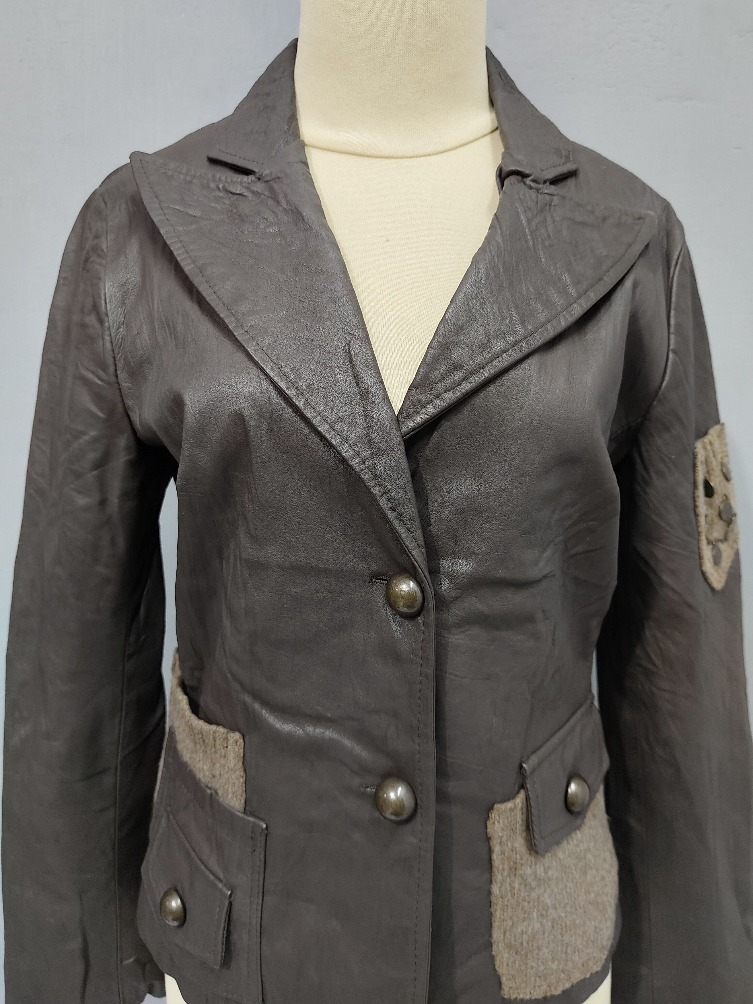 Seditionaries 90s Manila Grace- Coin Patch Wool Vera Pelle Leather Jacket Size M / US 6-8 / IT 42-44 - 4 Thumbnail