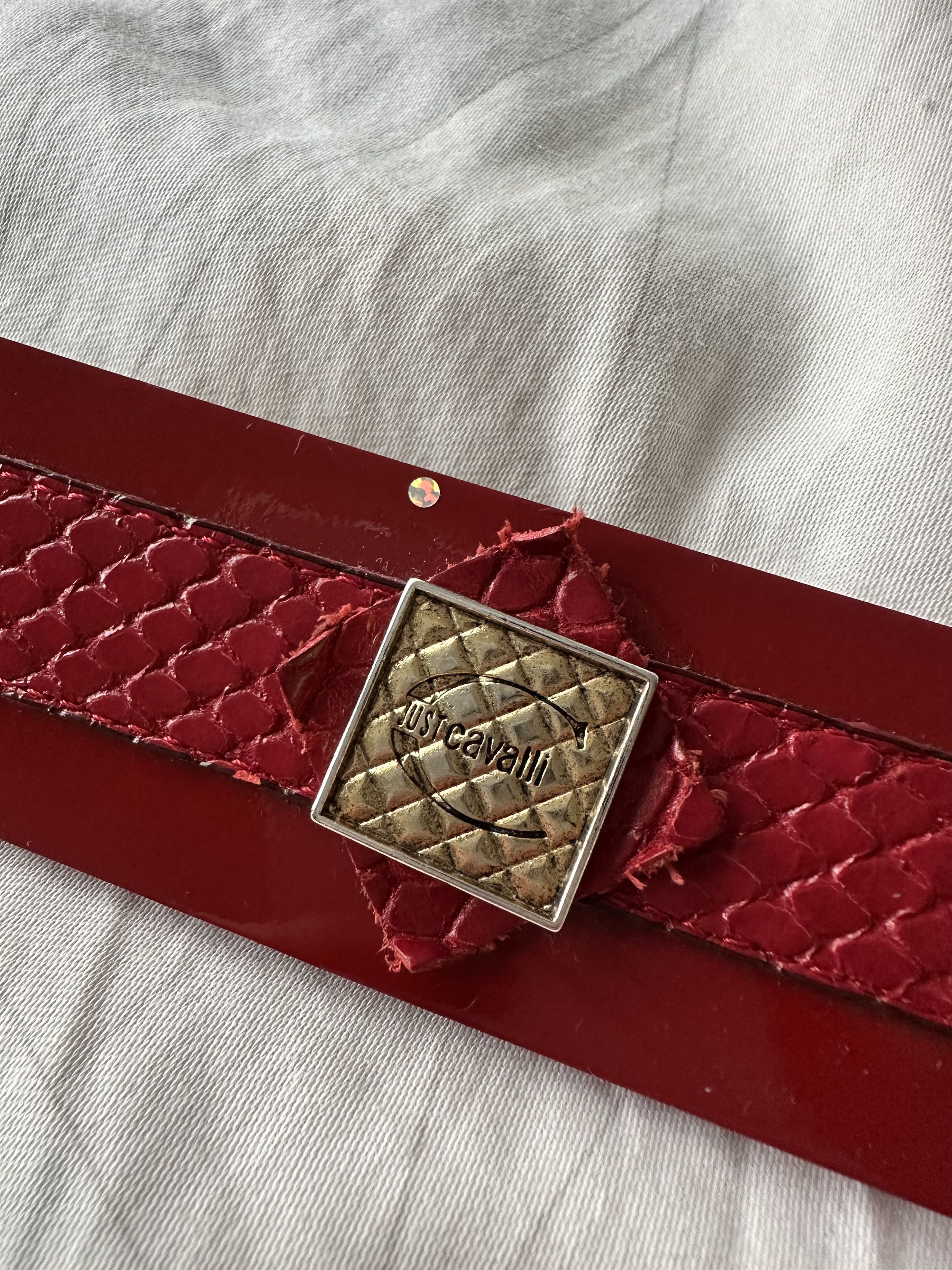 Just Cavalli Just Cavalli Red Snakeskin Leather Belt Size ONE SIZE - 3 Thumbnail