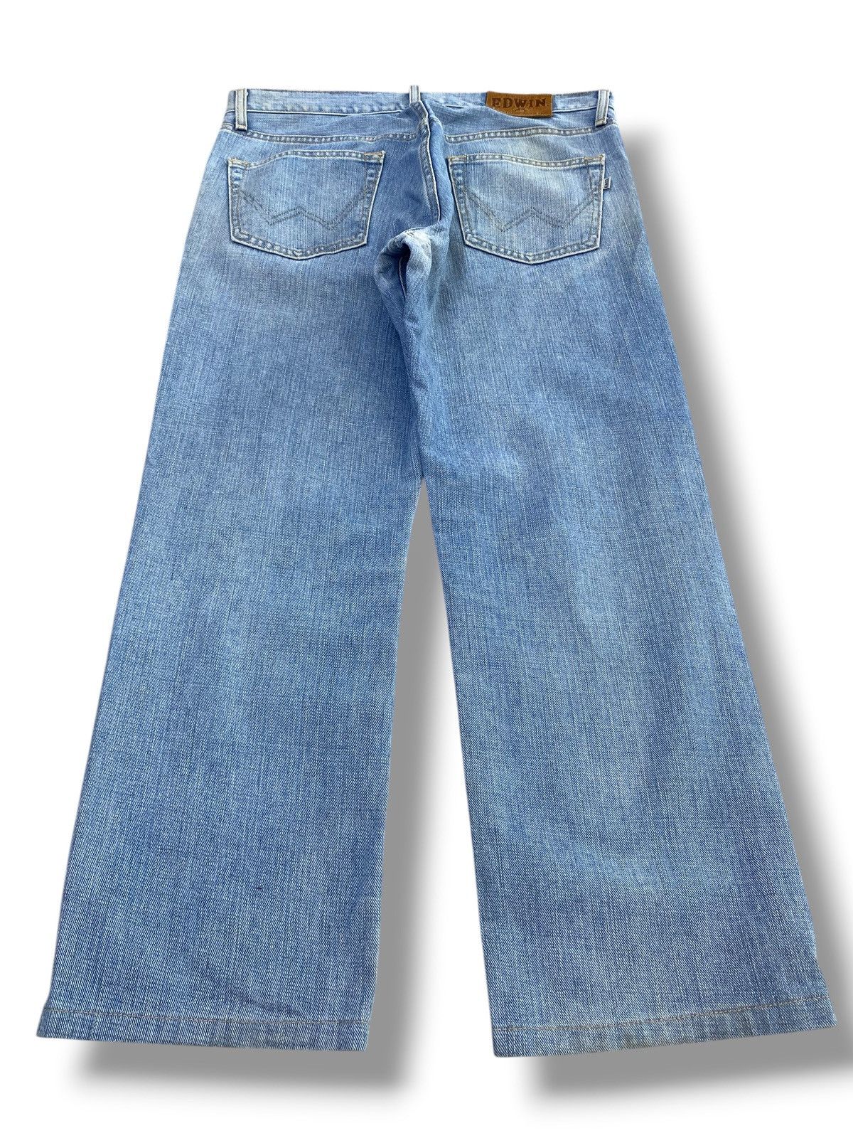 Edwin Edwin 403 Acid Blue Wash Ripped Style Loose Jeans Size US 33 - 3 Thumbnail