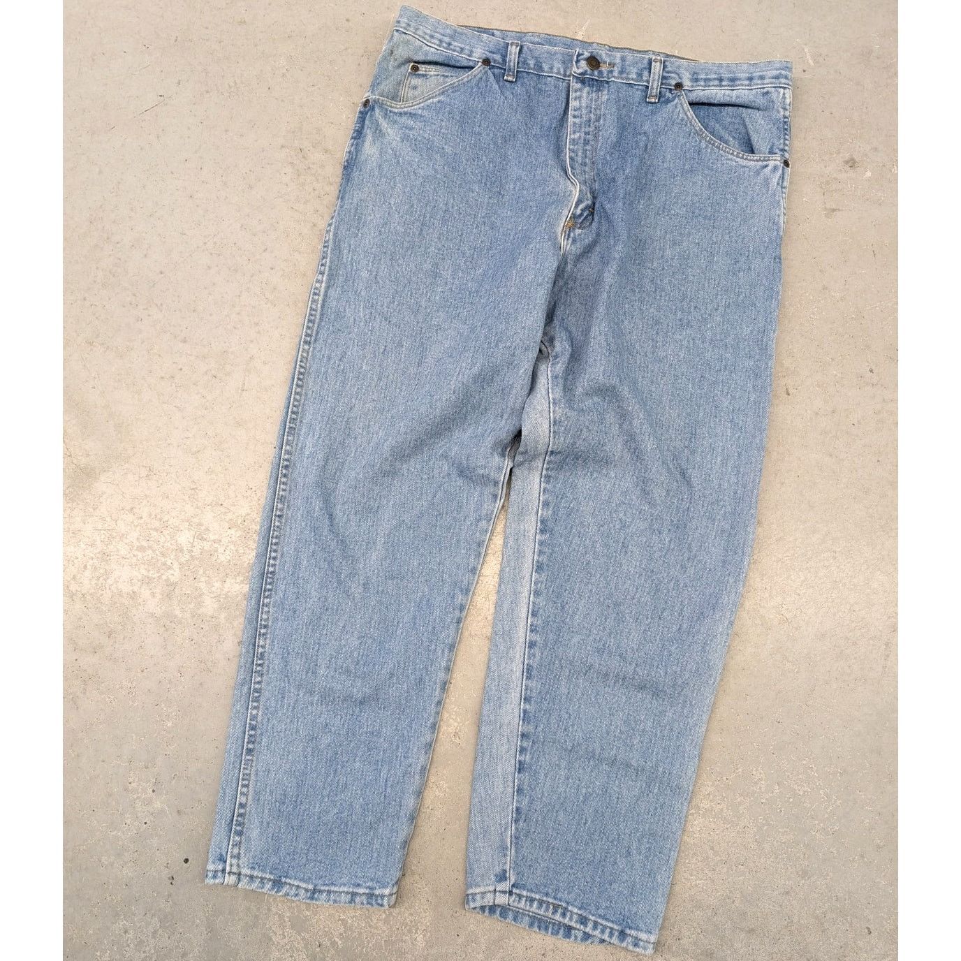 Vintage × Wrangler Vintage late 80s Wrangler Boot Zipper light blue denim jeans Size US 38 / EU 54 - 3 Thumbnail