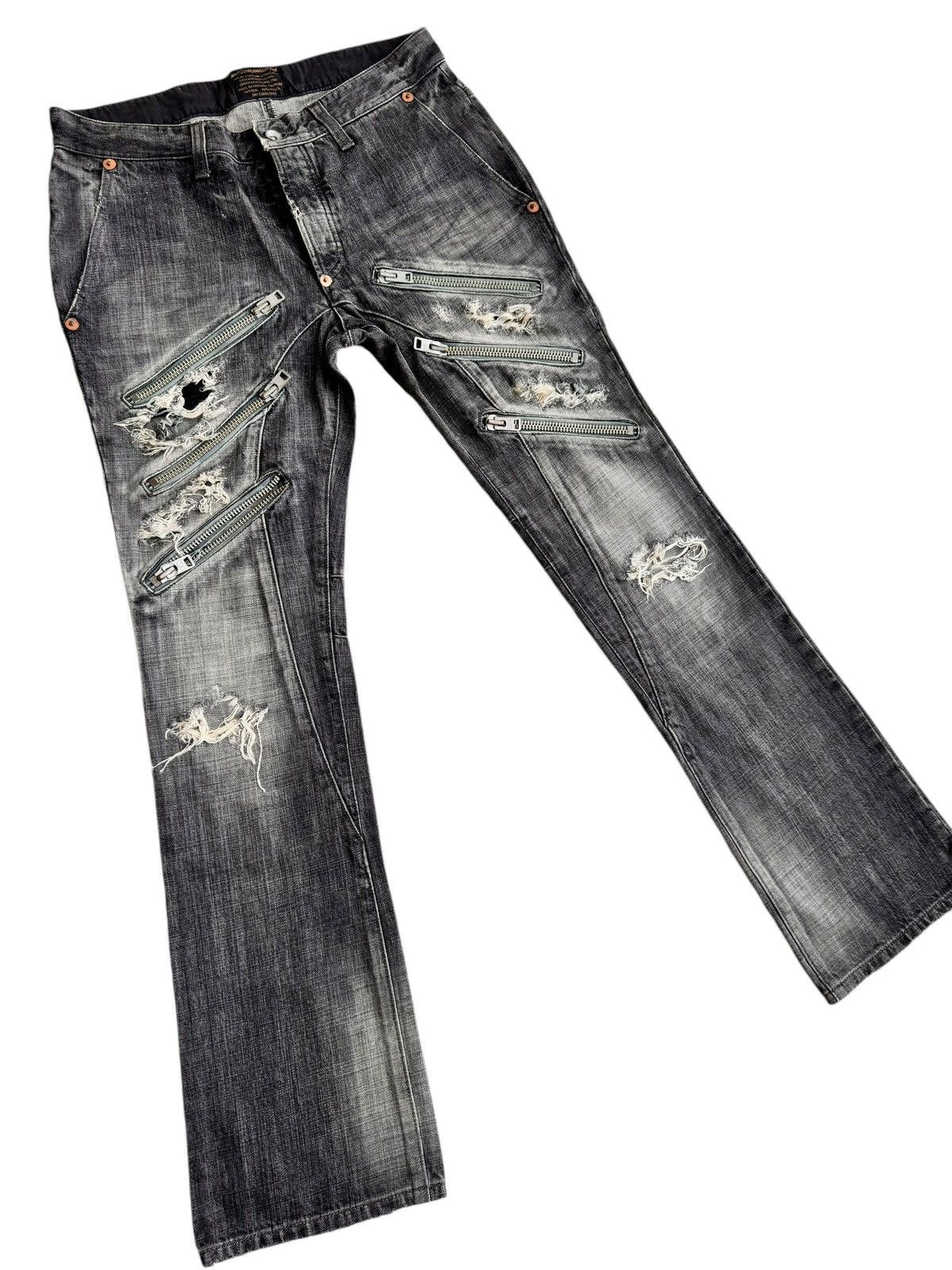 Japanese Brand ⚡️⚡️Izreel By Kazuhiro Takakura Distressed Jeans Zipper Size US 32 / EU 48 - 7 Thumbnail