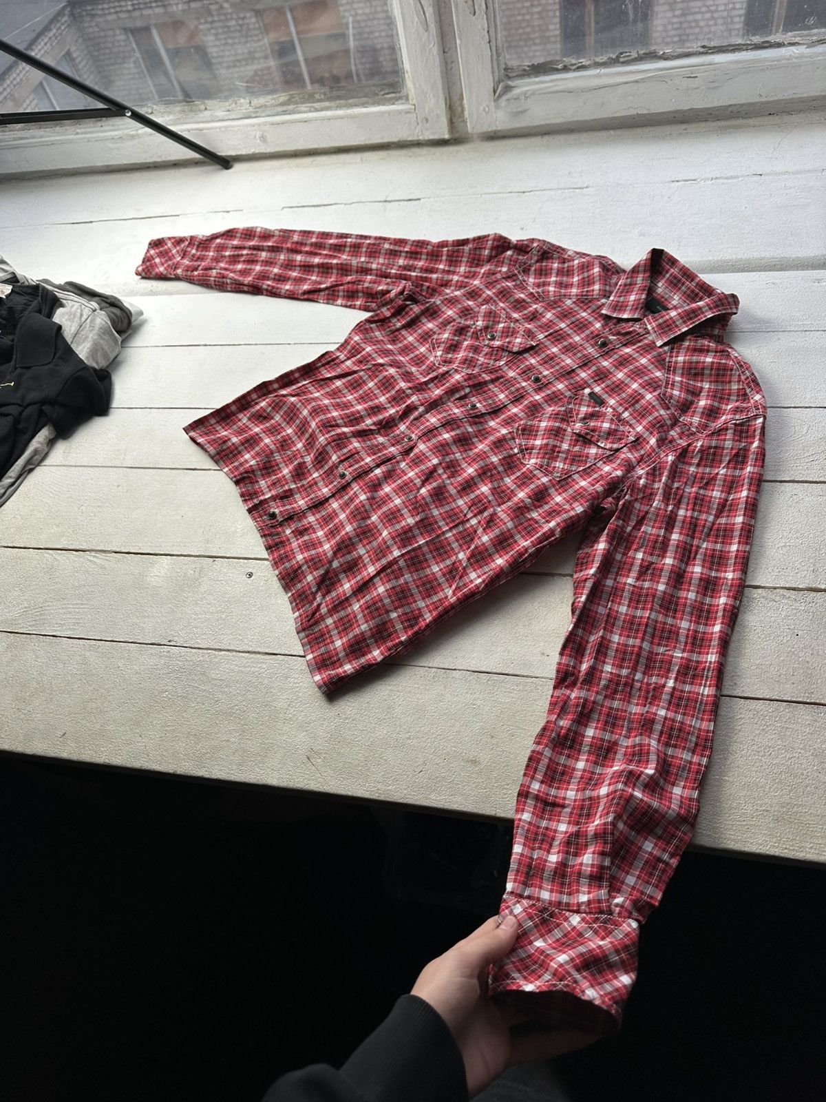 Diesel 🚨VNTG Diesel Avant-garde Shirt very rare RED CHECK BLACK Size US M / EU 48-50 / 2 - 2 Thumbnail