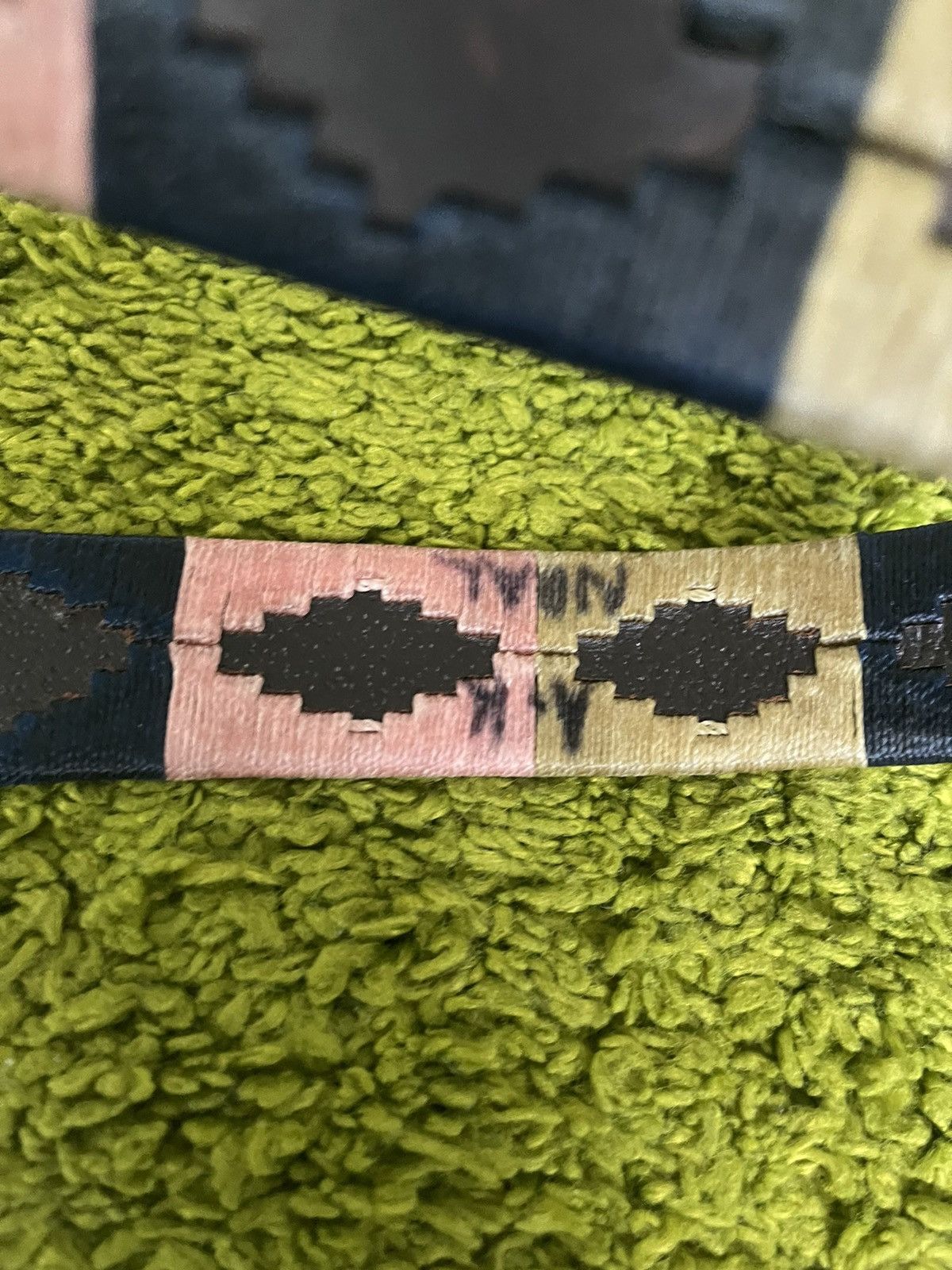 Cowboy Equipment × Vintage Estribos Aztec Navajo native pattern real leather belt Y2K Size 34 - 6 Thumbnail
