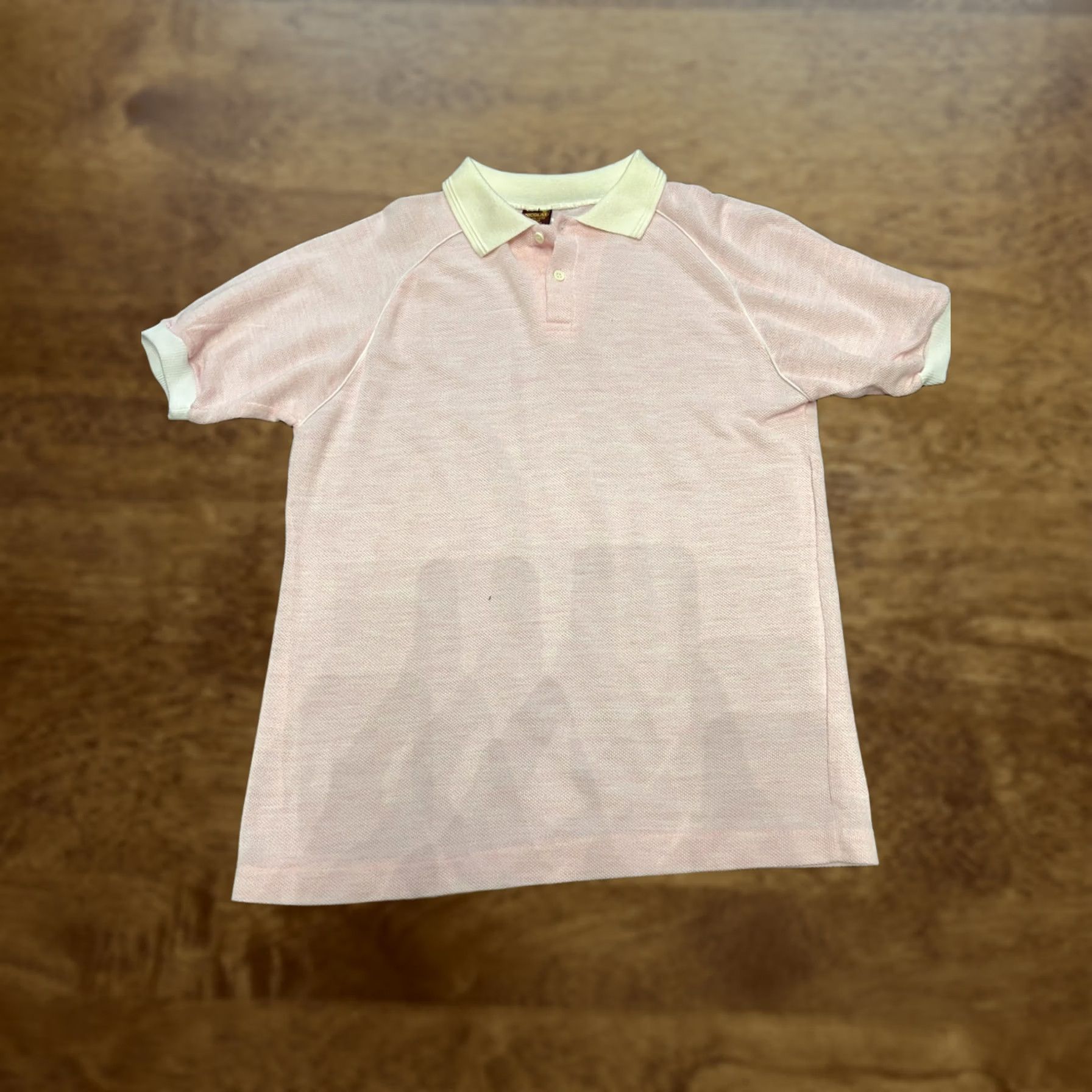 NICHOLAS VINTAGE Nicolas Polo Shirt Mens 38 Pink Knit Contrast Collar Short Sleeve 80s Size US M / EU 48-50 / 2 - 1 Thumbnail