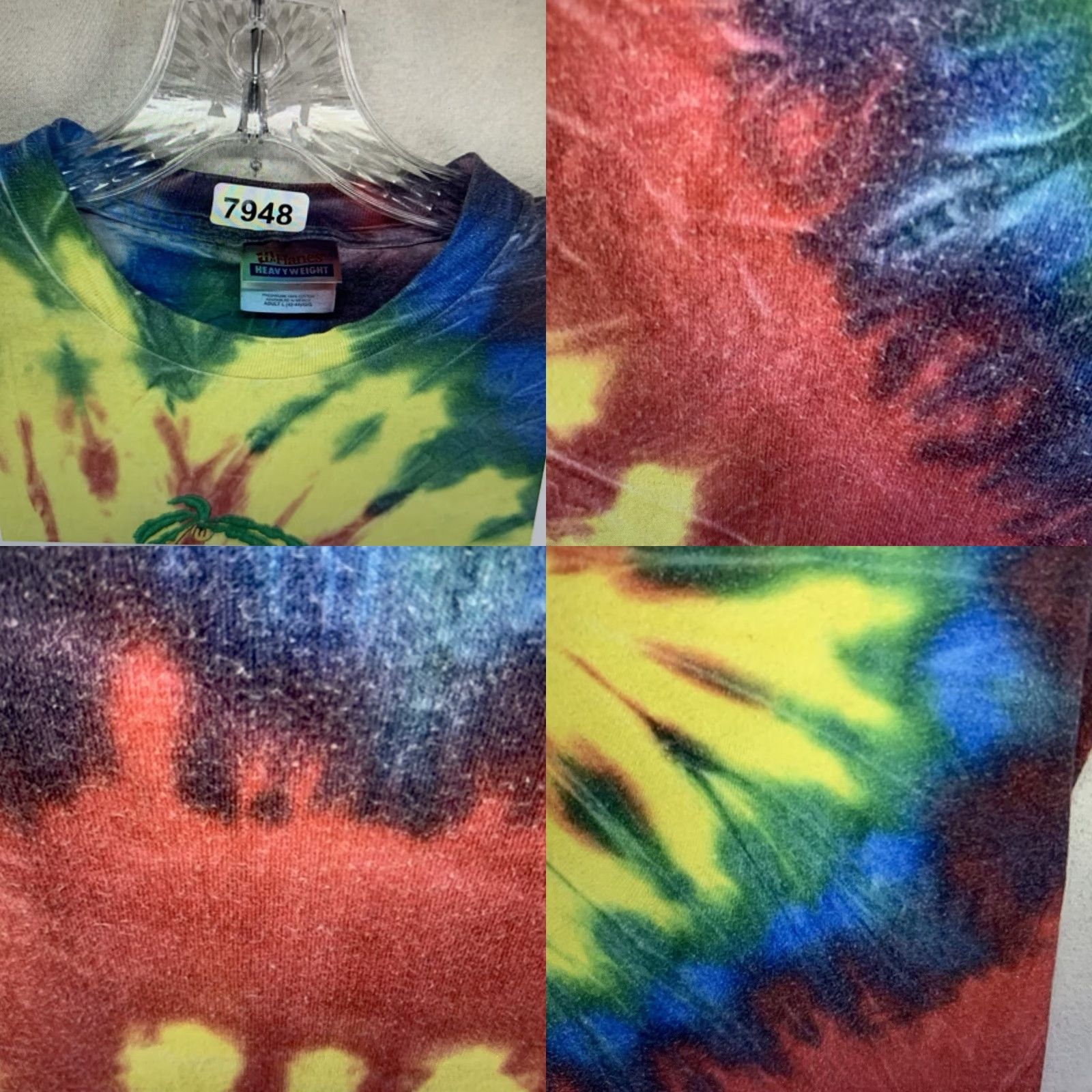 Hanes Vintage Hanes Tie Dye T-Shirt Men Large Geometric Jamaica Beach 90s Cotton Size US L / EU 52-54 / 3 - 8 Thumbnail