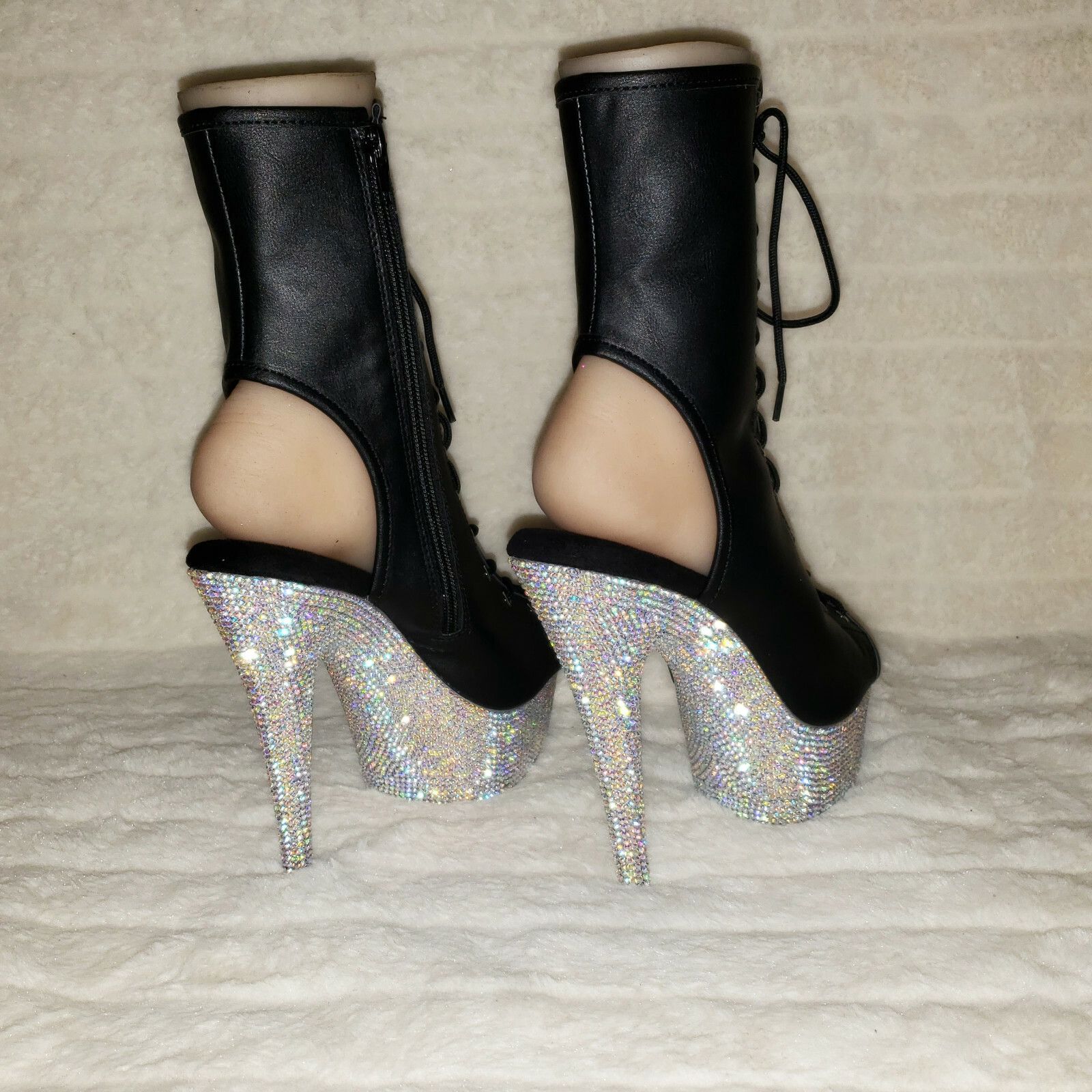 Other Bejeweled 1016 Sparkling Rhinestone Platform Open Toe Ankle Size US 12 / IT 42 - 5 Thumbnail