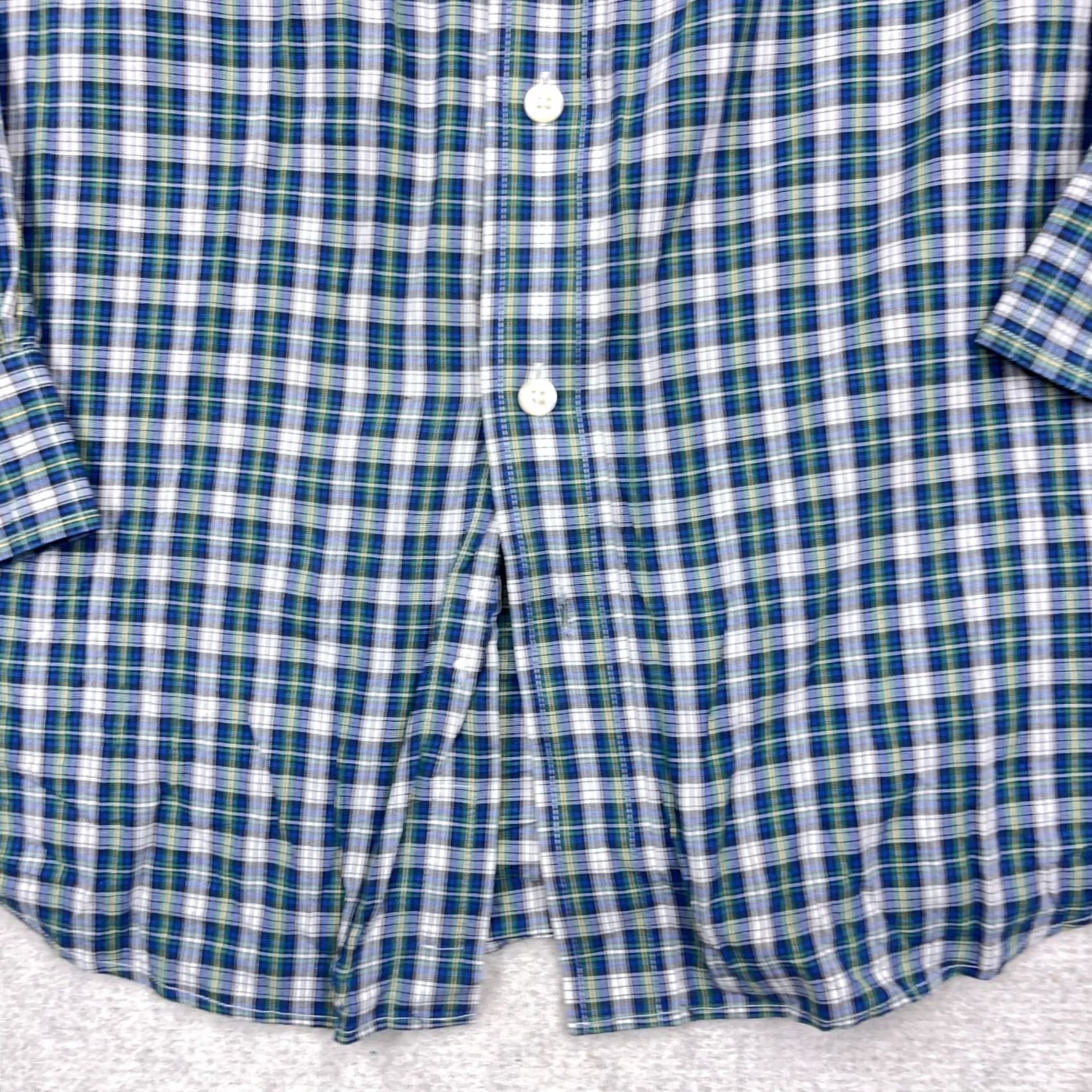 Brooks Brothers Brooks Brothers Shirt Men Medium Green Blue Plaid Button Up Poplin Dress Sheep Size 40R - 3 Thumbnail