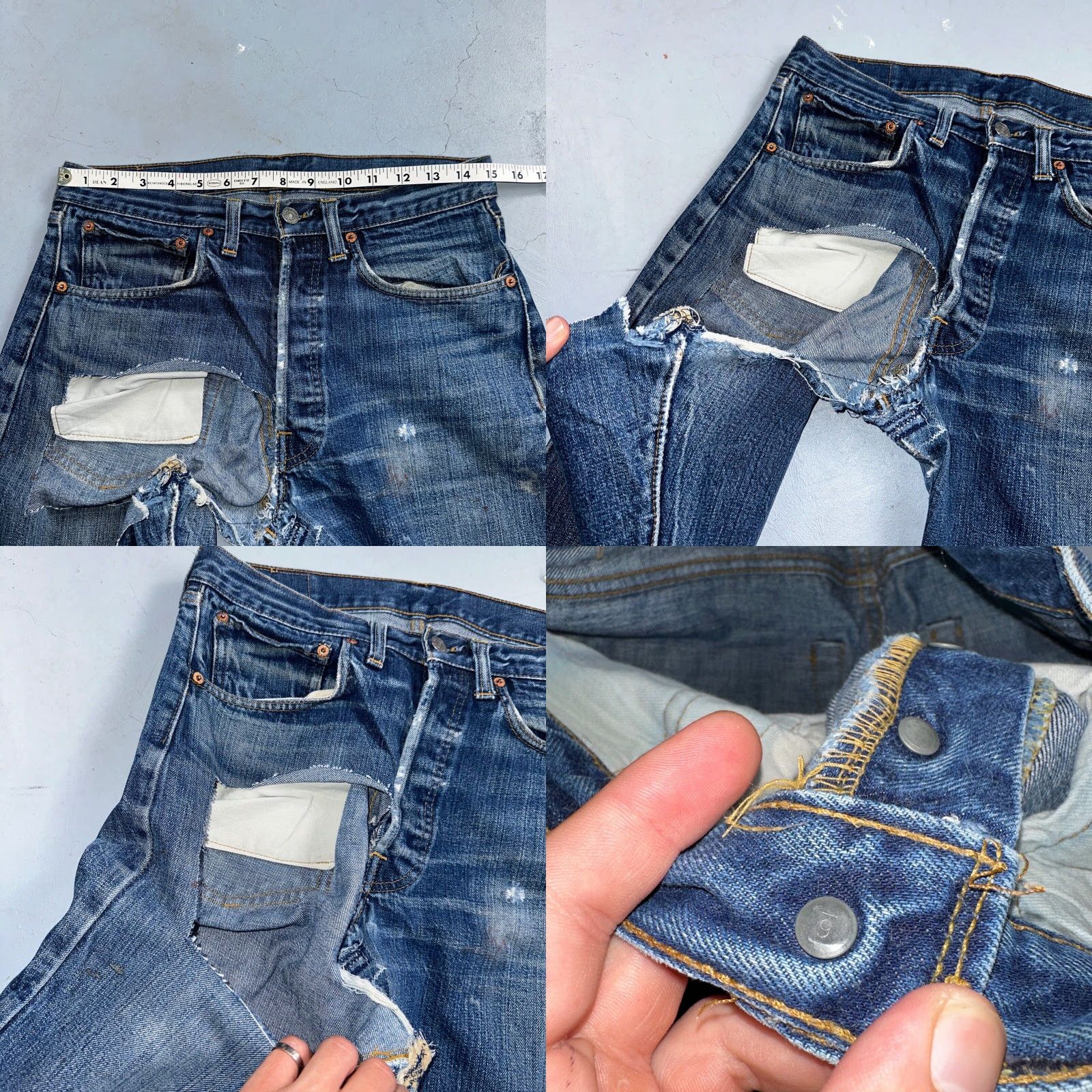 Levi's VINTAGE Levis 501 VTG 70s SS Redline Selvedge Jeans XX Thrashed Boot Cut Act 30x31 Size US 30 / EU 46 - 9 Thumbnail