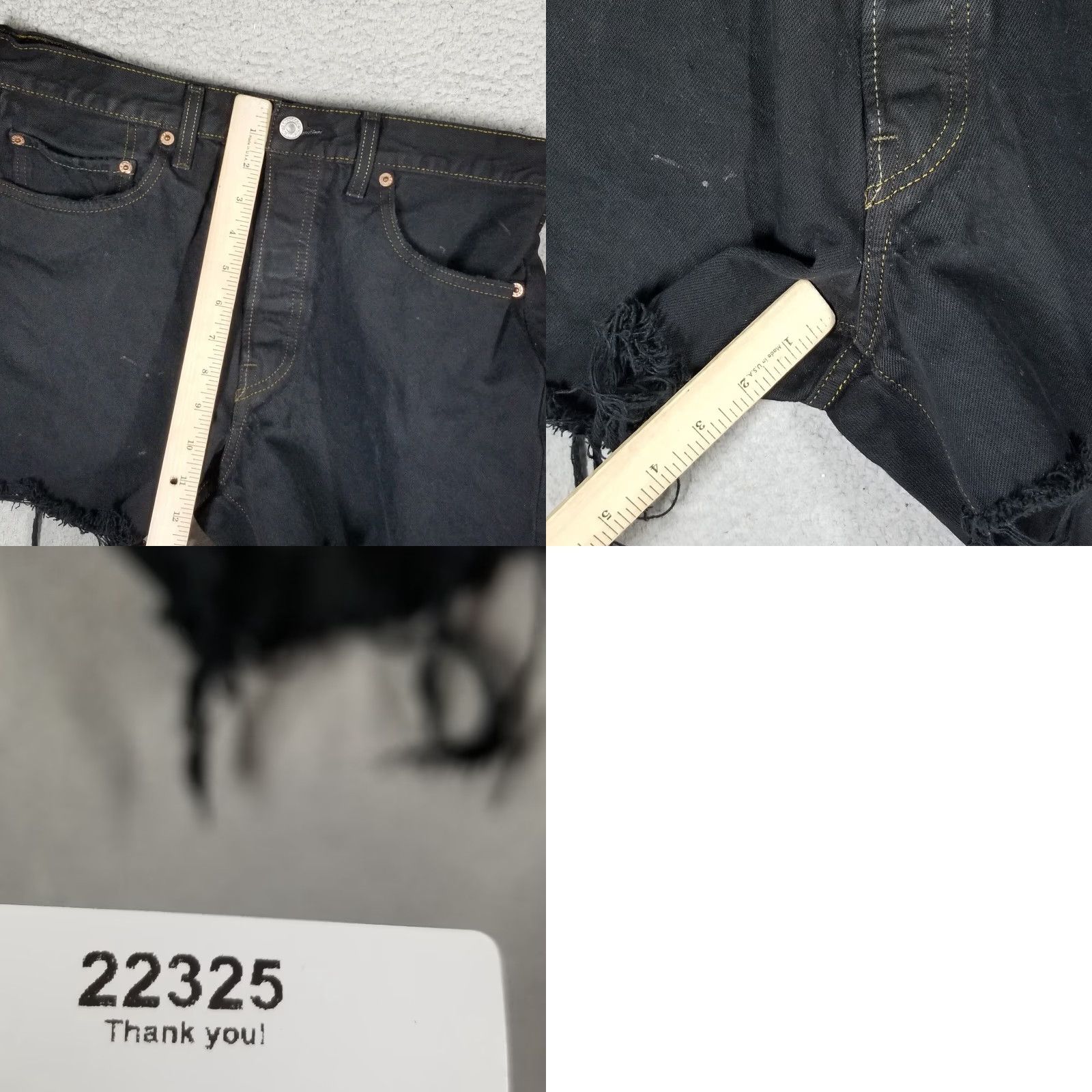 Levi's Levi's 501 Denim Shorts Womens 32 Black Button Fly Cut-Off Distressed Grunge - Vintage? No Size 24" / US 00 / IT 34 - 8 Thumbnail