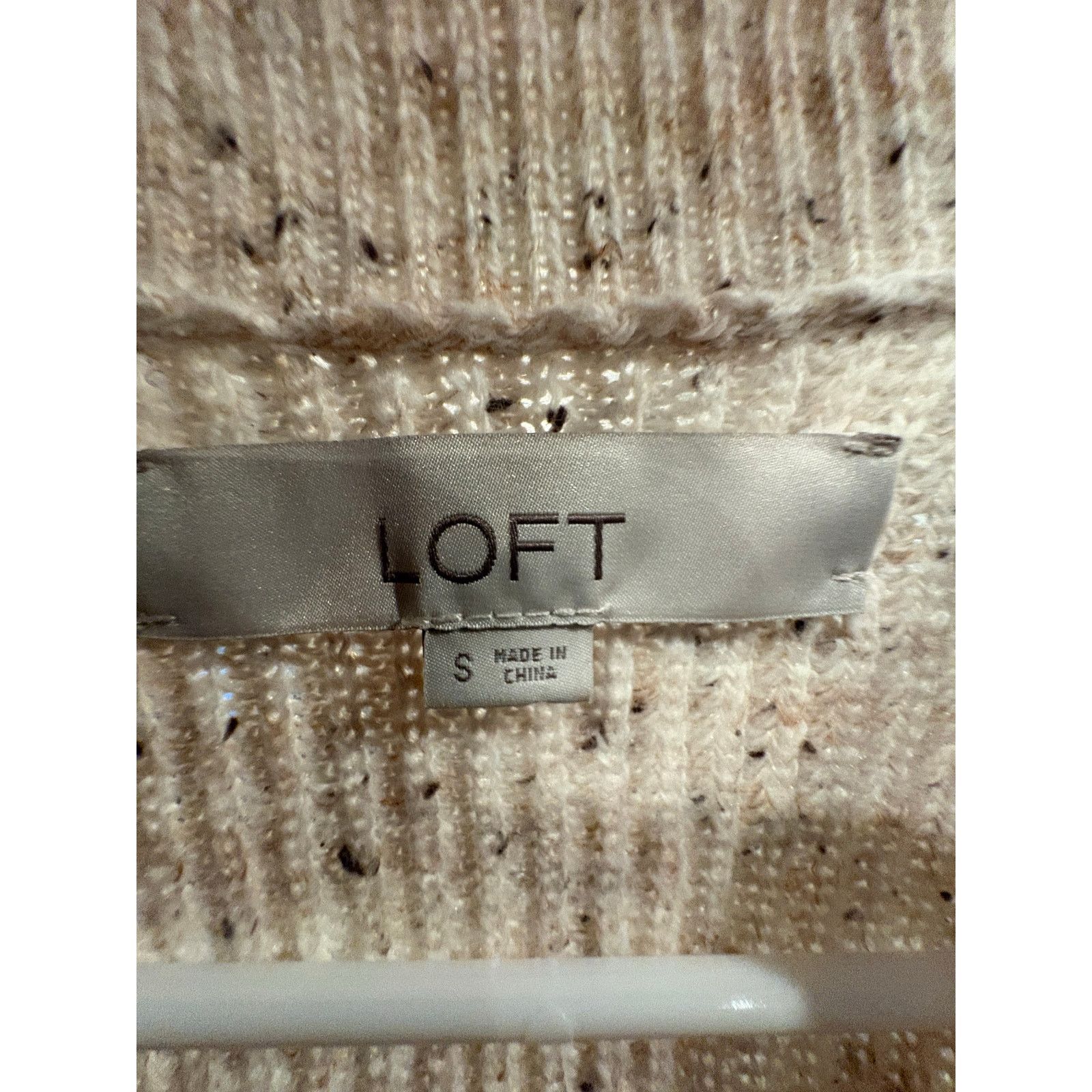 Loft LOFT Women’s Small Cream Speckled Knit Cardigan Sweater Size S / US 4 / IT 40 - 3 Thumbnail