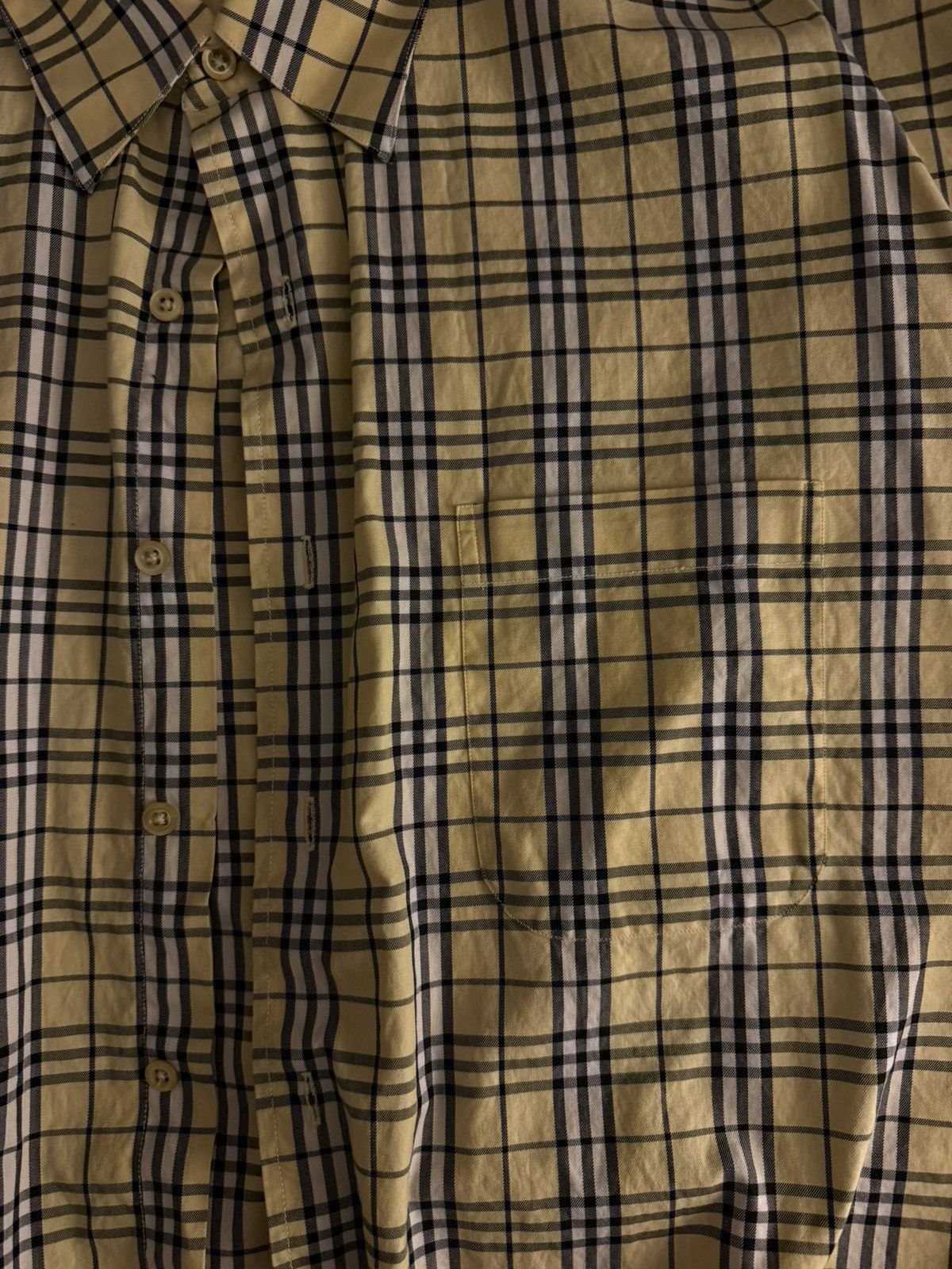Burberry Burberry London Vintage Yellow Nova Check Short Sleeve Shirt Size US L / EU 52-54 / 3 - 4 Thumbnail