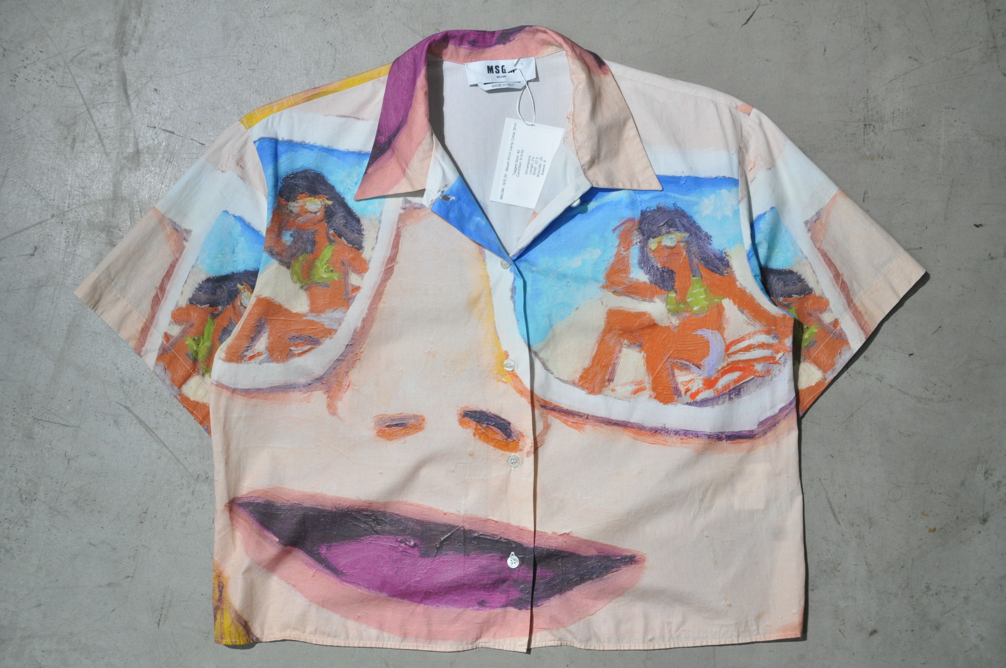 image of Msgm - S/s 20 - Beach-Print Camp Collar Shirt, Men's (Size Small)