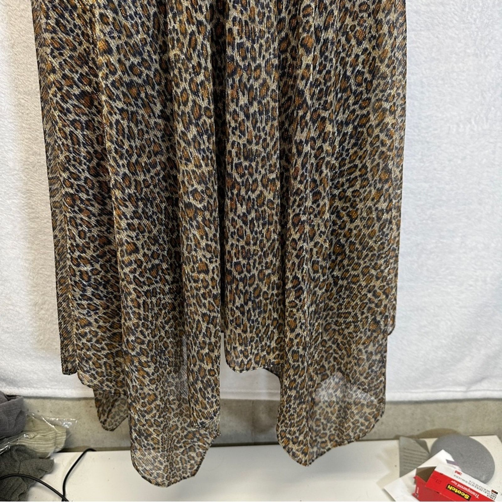 Sam Edelman Sam Edelman Leopard Print Sleeveless Handkerchief Midi Dress Size L / US 10 / IT 46 - 5 Thumbnail