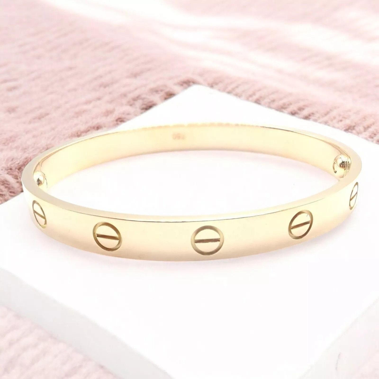 Cartier Cartier 18k Yellow Gold Love Bangle Bracelet Size 19 Paper Size ONE SIZE - 2 Thumbnail