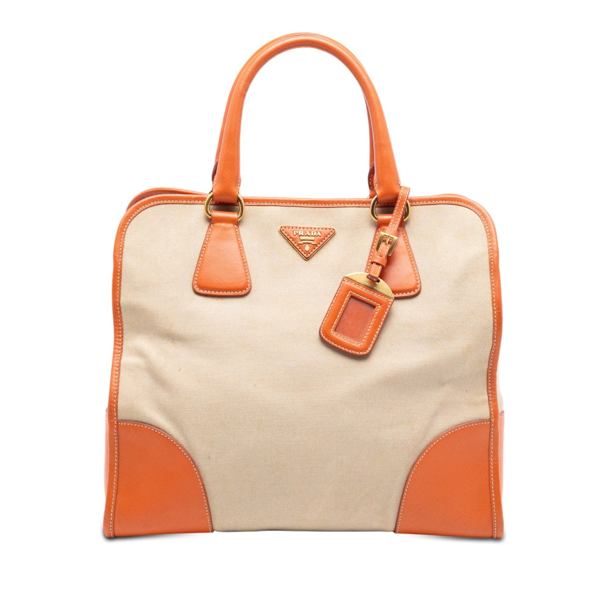 Prada Saffiano Trimmed Canvas Canapa Satchel Size ONE SIZE - 1 Thumbnail