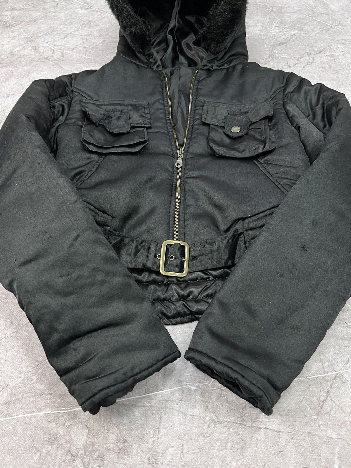 ジャケット・アウター 00s real fur jacket black opium archive 2000s Japanese Punk Grunge Fur Puffer Jacket opium style