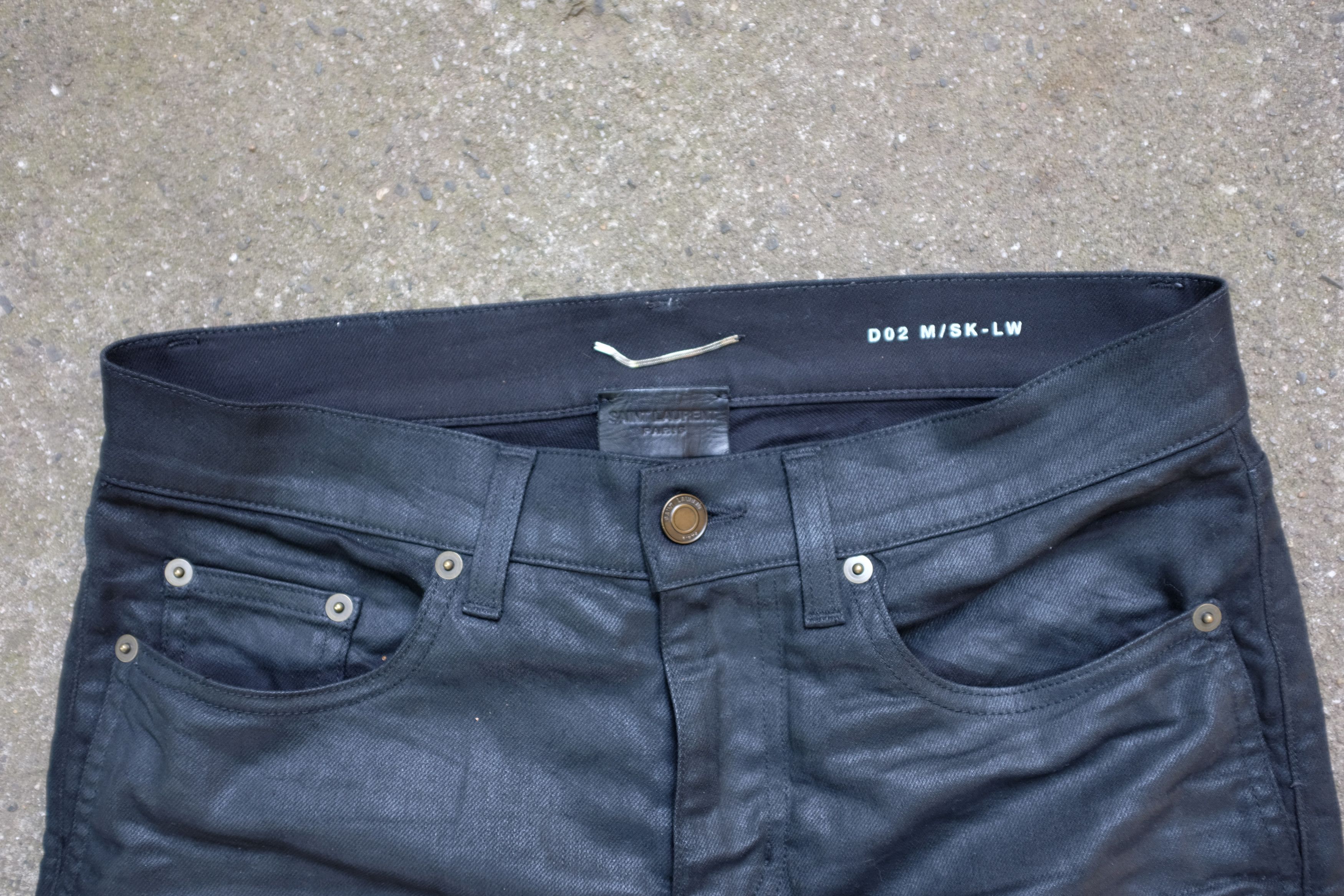 Saint Laurent Paris Saint Laurent D02 Wax Coated Black Denim Jeans Size US 29 - 5 Thumbnail