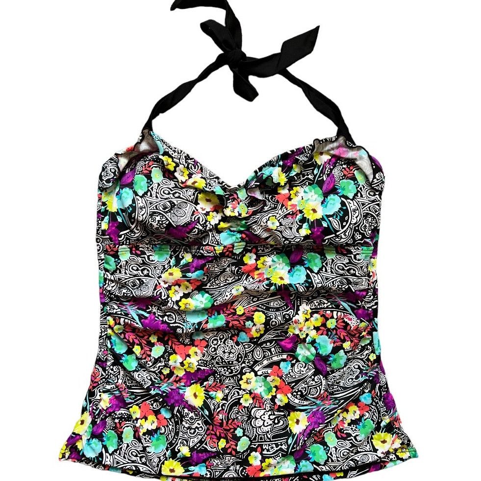 Other 24th & Ocean Multicolor Floral Print Halter Swim Top, XL Size ONE SIZE - 1 Thumbnail