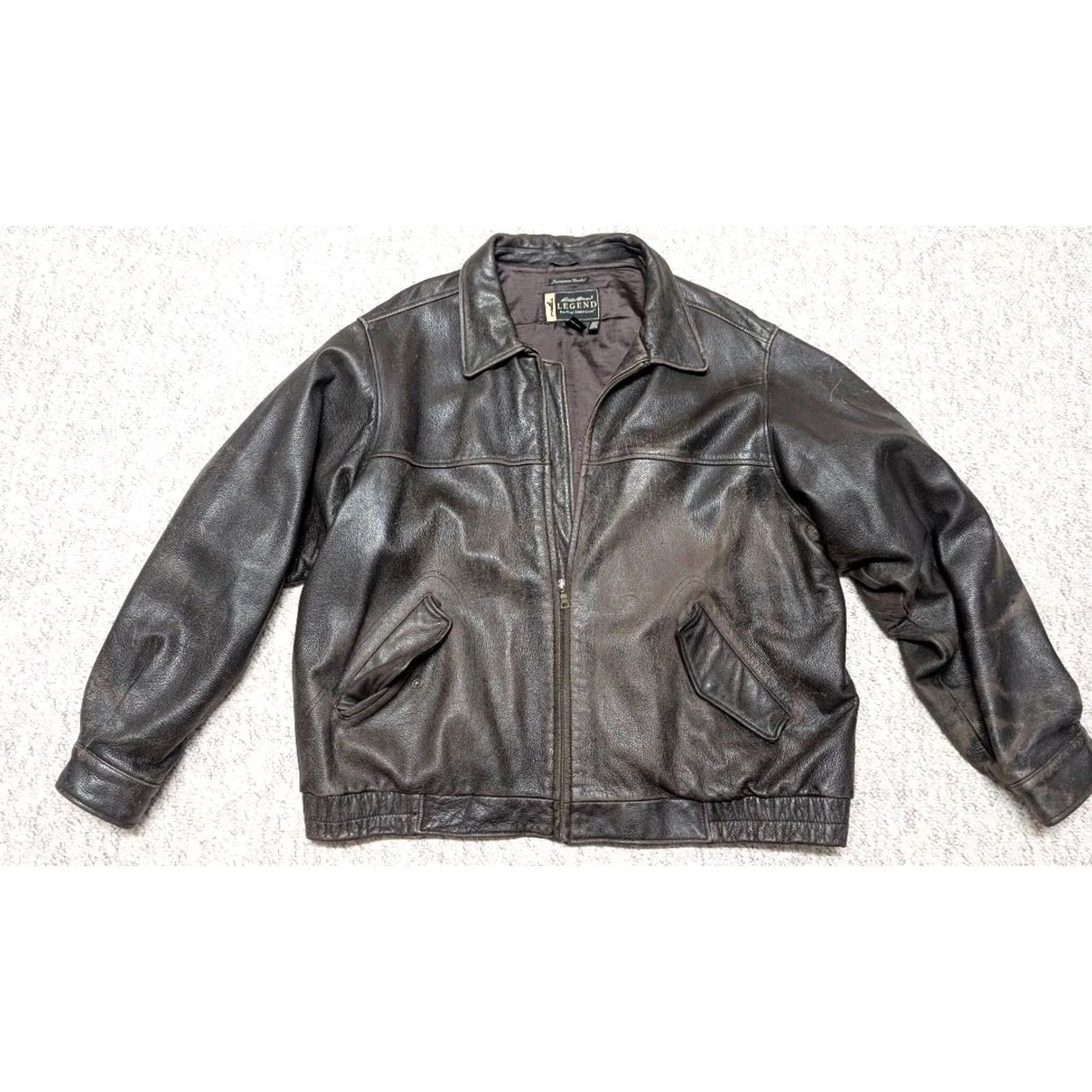 Eddie Bauer VINTAGE Eddie Bauer leather BOMBER jacket 3XLT Mens brown Patina Journeyman 56-58 3XL Tall Size US XXL / EU 58 / 5 - 6 Thumbnail