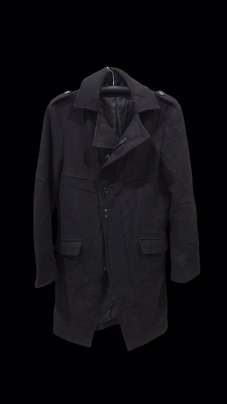 Designer !movement cultive Japan Assymetric Patchwork Overcoat Size S / US 4 / IT 40 - 1 Thumbnail