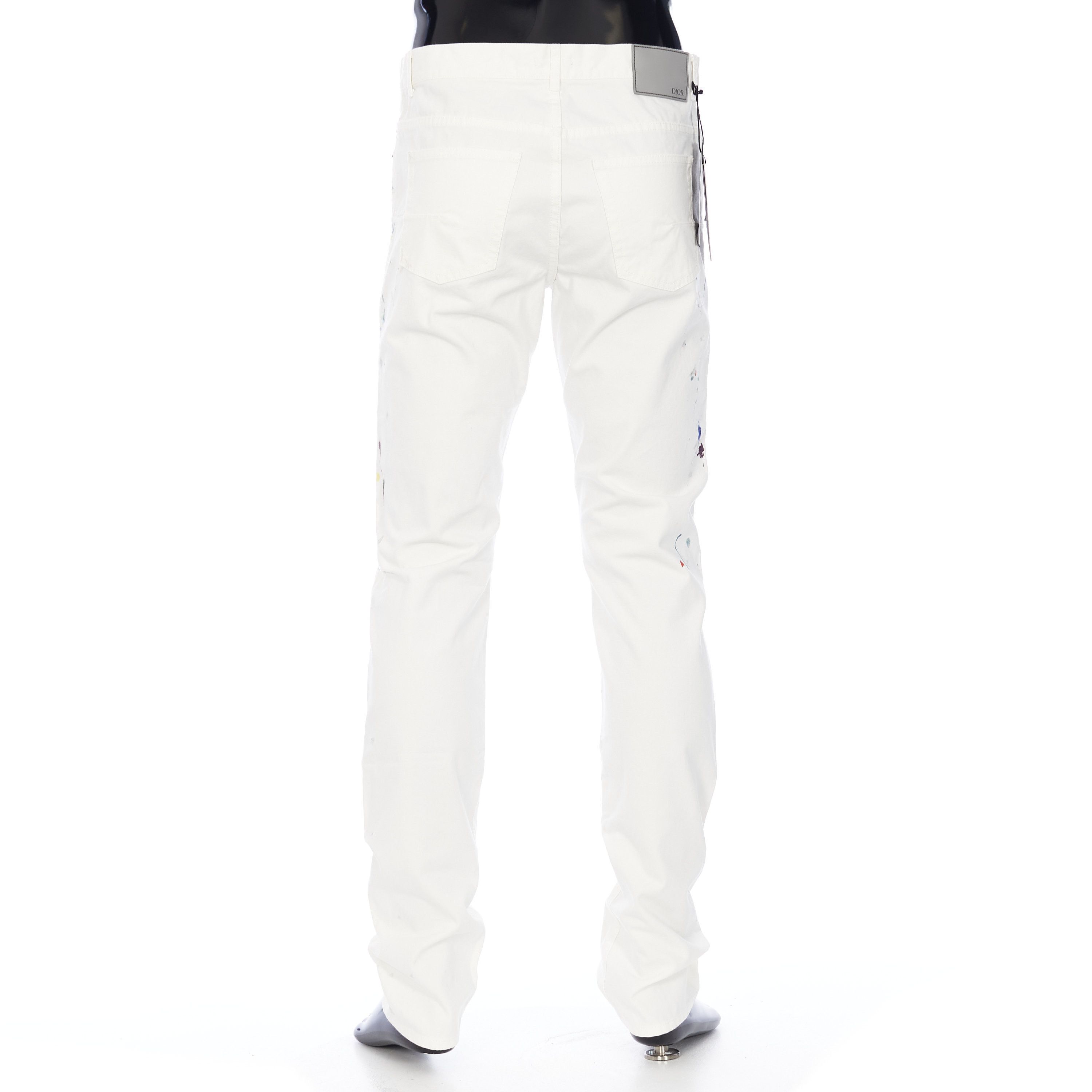 Dior Slimfit Jeans In White Cotton Denim with Paint Print Size US 32 / EU 48 - 5 Thumbnail