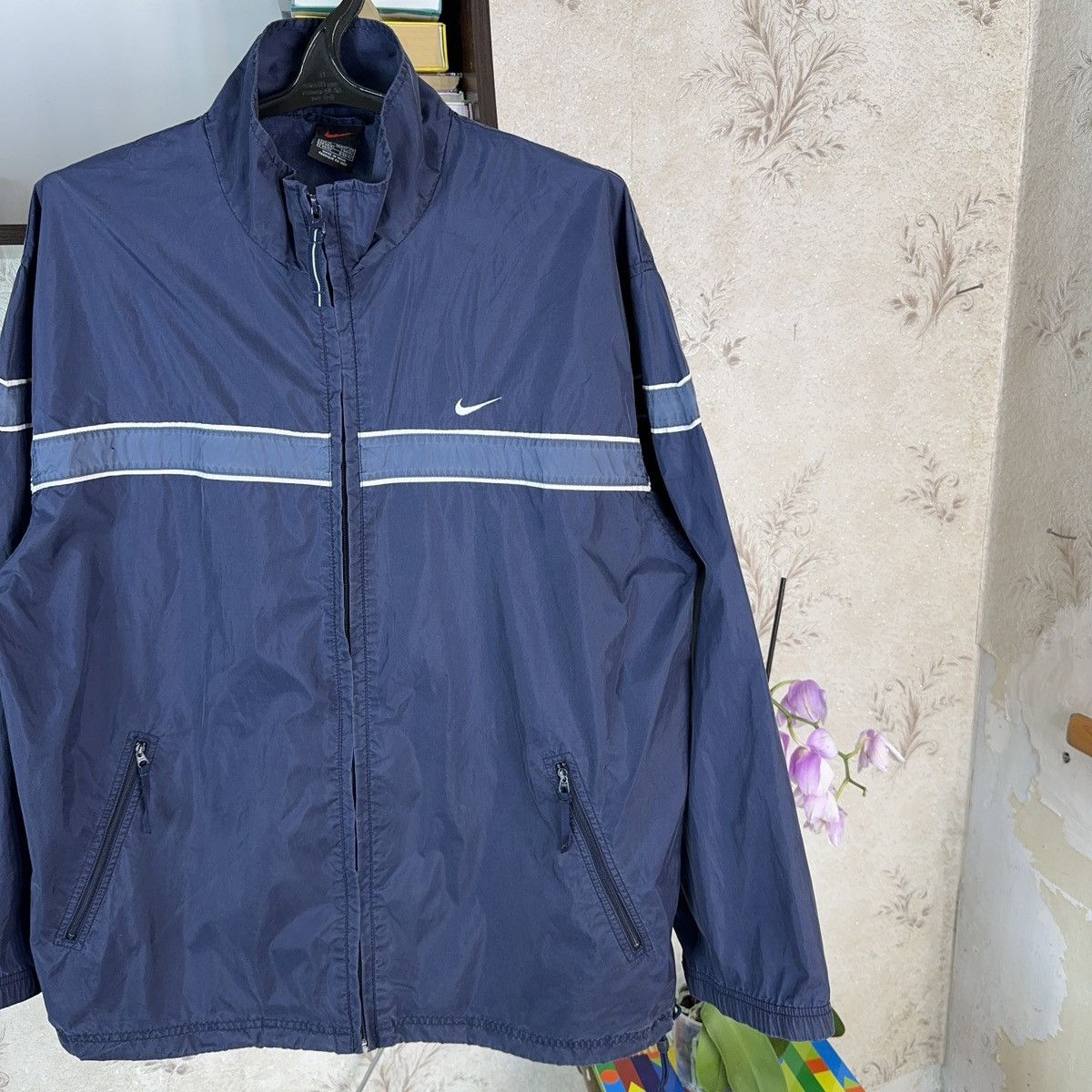 Nike × Vintage Vintage Nike Track Jacket 90s Blue Swoosh Zip Up Nylon Sz M Size US M / EU 48-50 / 2 - 4 Thumbnail