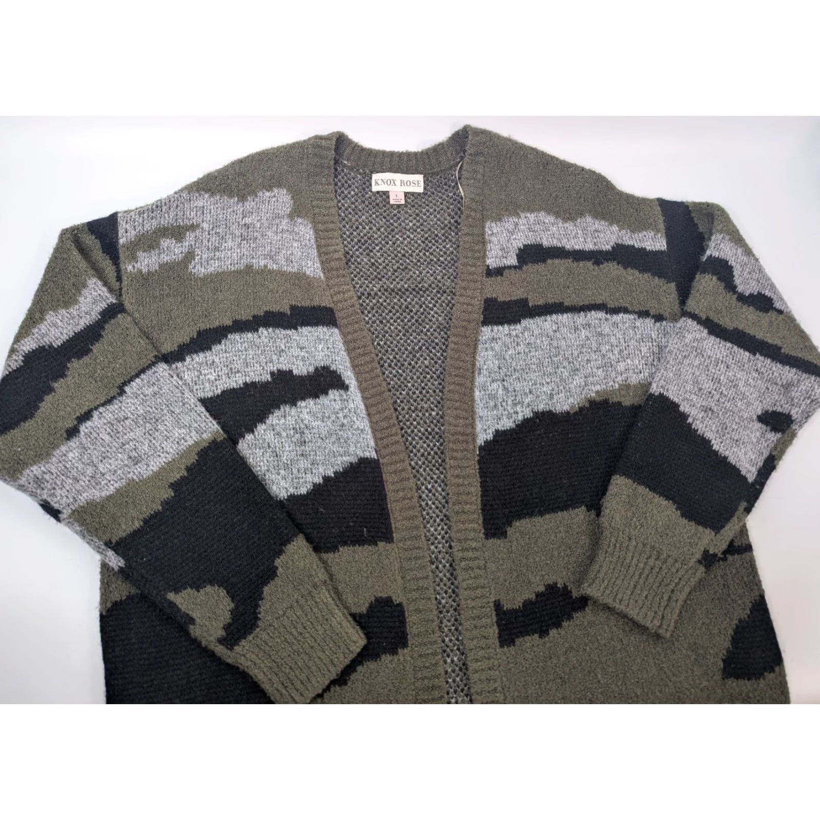 Vintage VINTAGE Knox Rose Camo Cardigan Women Sweater Large Olive Long Sleeve Open Front Boho Size L / US 10 / IT 46 - 7 Thumbnail