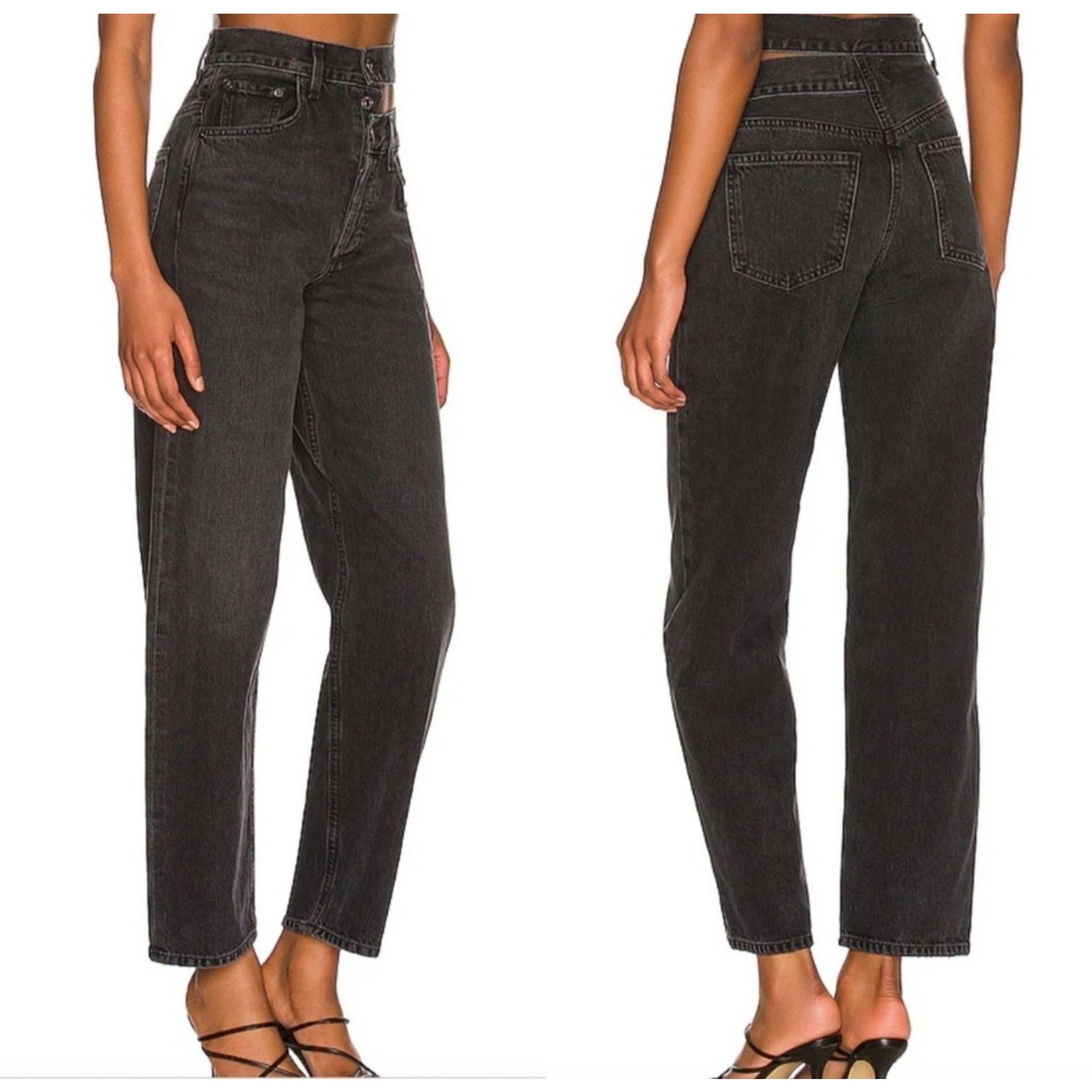 Agolde AGOLDE Broken Waistband Jeans Organic Cotton Black Denim Size 25" / US 0 / IT 36 - 2 Thumbnail