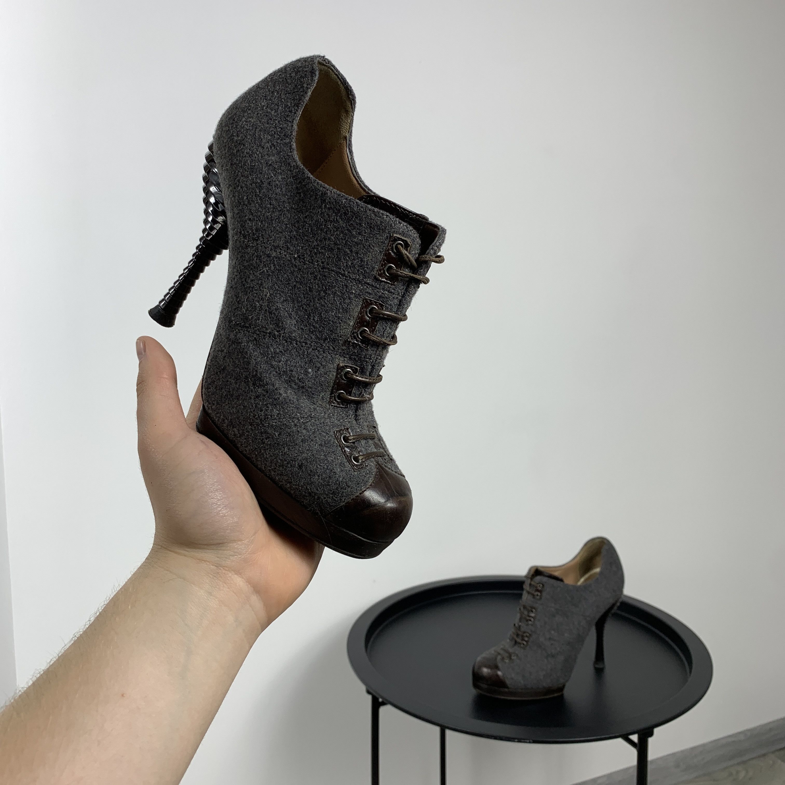 Emporio Armani Emporio Armani Grey Womens's Tweed Heels Shoes Size US 7.5 / IT 37.5 - 3 Thumbnail