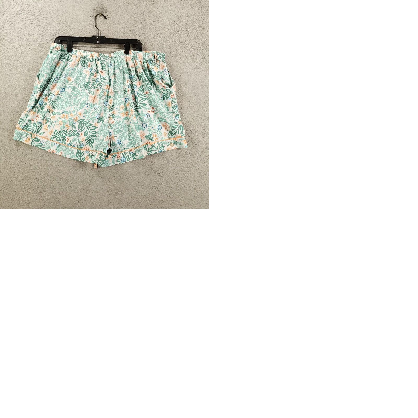 Joie VINTAGE Joie Pajama Set Womens 2XL Green Blue Shorts Button Up Shirt Top Bottom PJ Size XXL / US 16-18 / IT 52-54 - 10 Thumbnail
