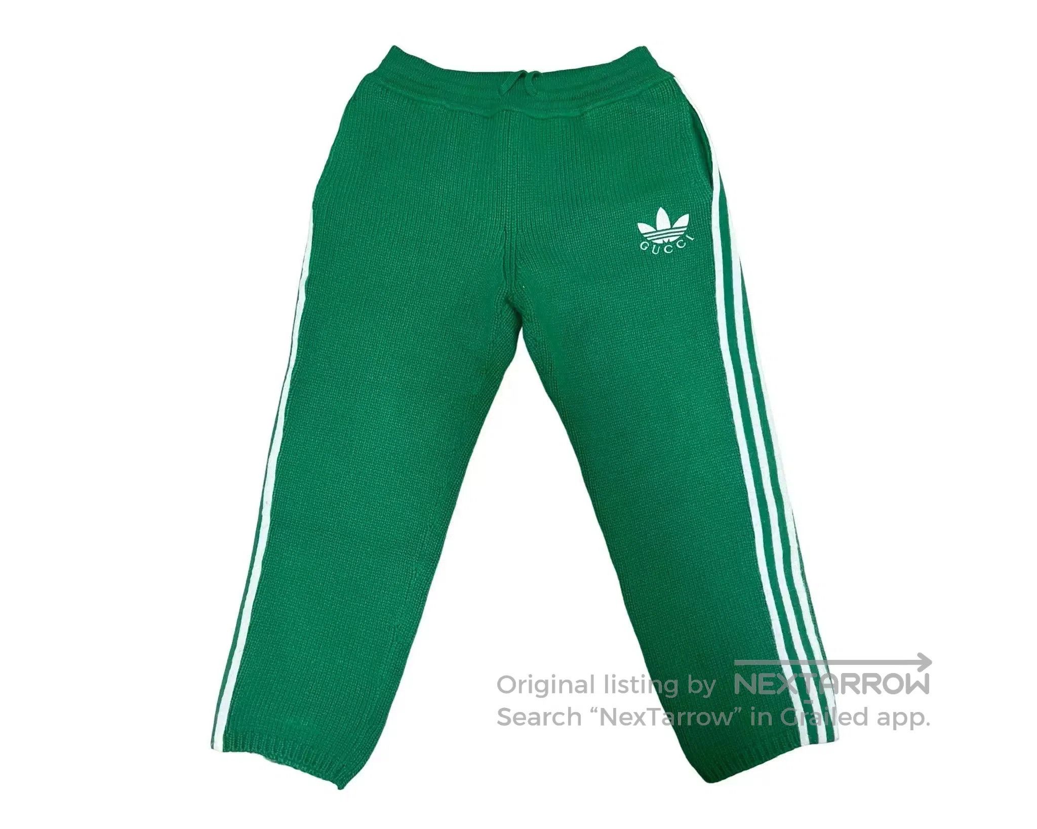 Adidas Adidas x Gucci Green Wool Knit Striped Pants. Size US 41 - 1 Thumbnail