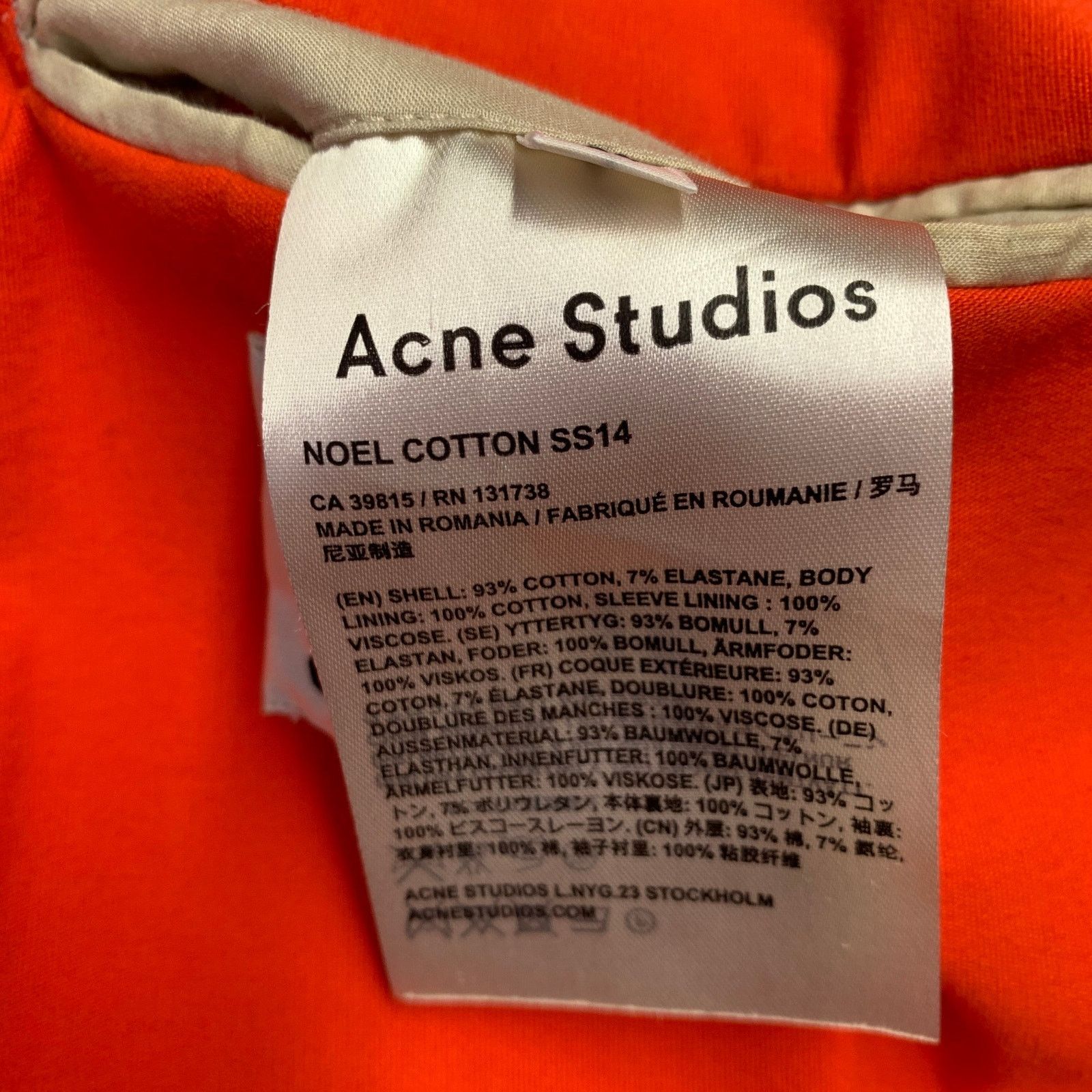 Acne Studios Size 40 Noel Orange Cotton Blend Single Button Sport Coat Size 40R - 8 Thumbnail