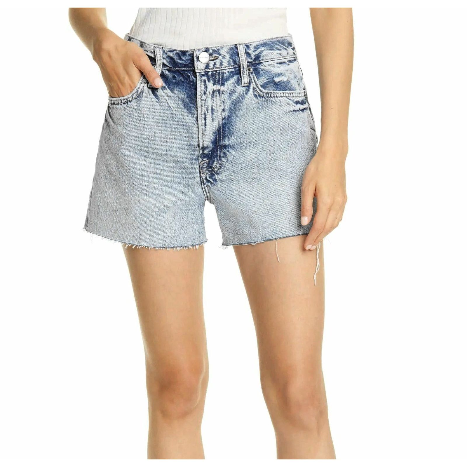 Frame NWT FRAME Le Simone Cut Off Raw Hem Jean Shorts Size 28 $178 Size 28" / US 6 / IT 42 - 1 Thumbnail