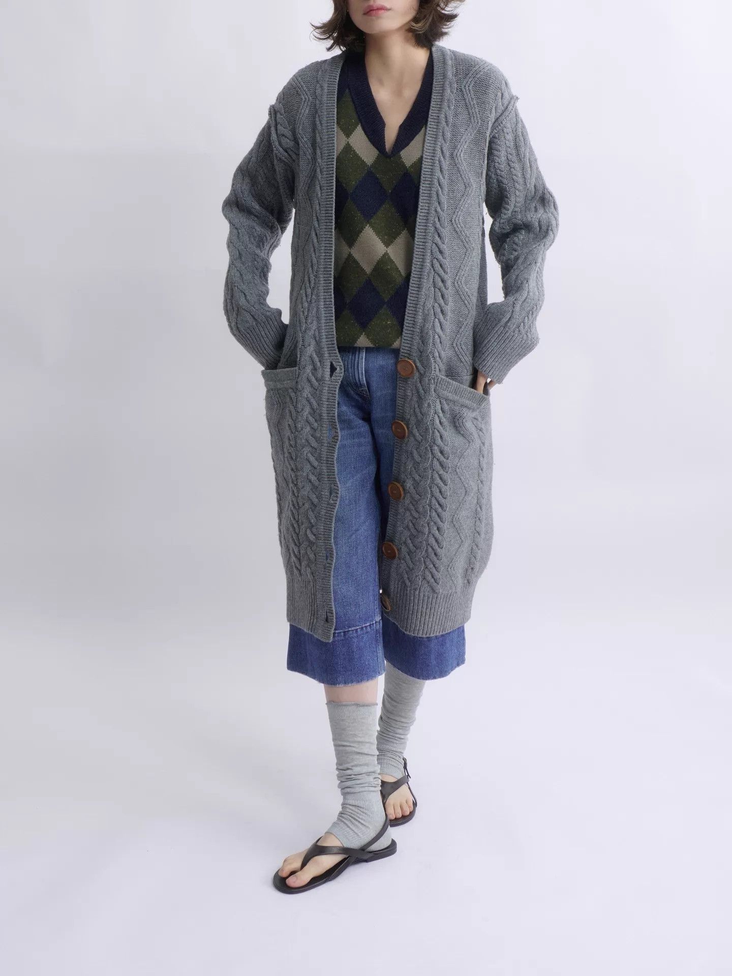 Chloe CHLOE by Phoebe Philo 04AW Gray Chunky Knit Long Cardigan Size XS / US 0-2 / IT 36-38 - 2 Thumbnail