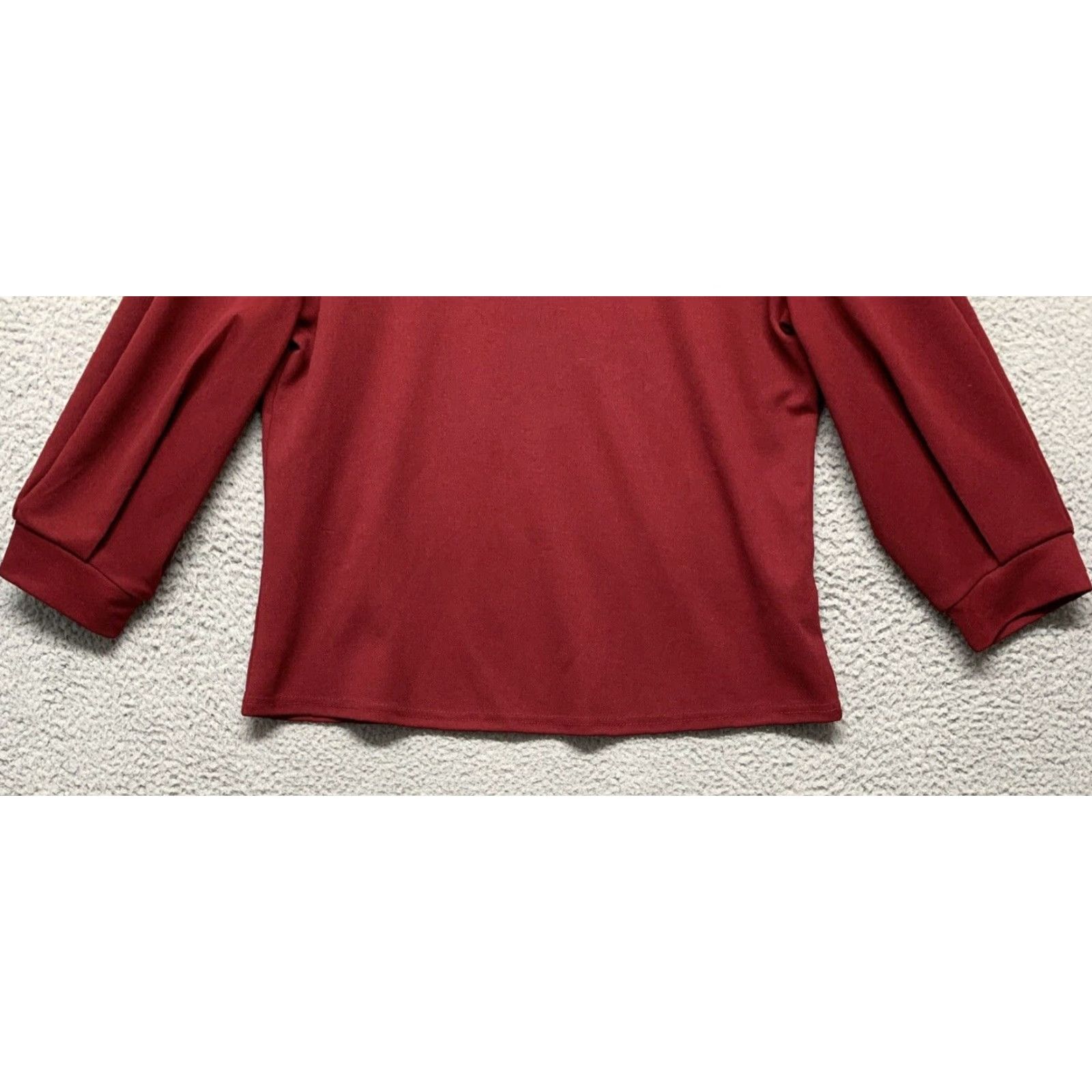 Shein VINTAGE SheIn Blouse 3/4 Sleeve Cropped Top Womens M Burgundy Stretch Shirt Ballon Sleeve Size M / US 6-8 / IT 42-44 - 3 Thumbnail