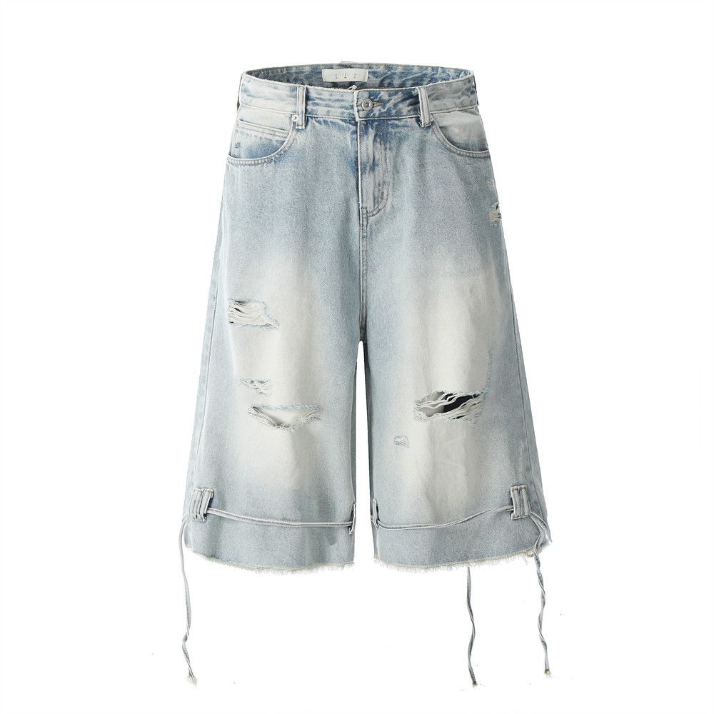 Japanese Brand × Jean Men's distressed raw edge punk washed denim shorts Size US 34 / EU 50 - 1 Thumbnail