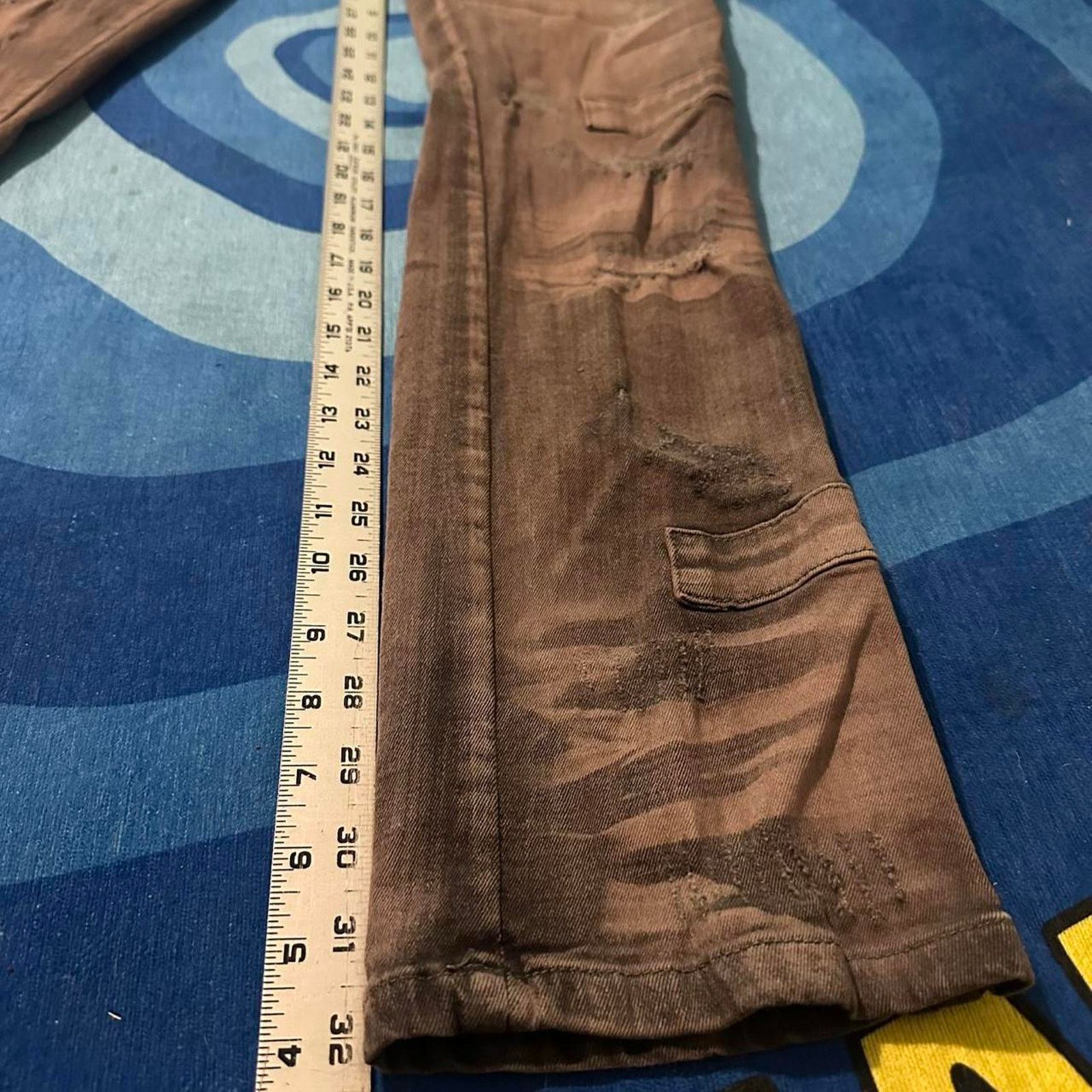Other Legendary Status Distressed Bleach Wash Cargo Jeans Size US 30 / EU 46 - 2 Thumbnail
