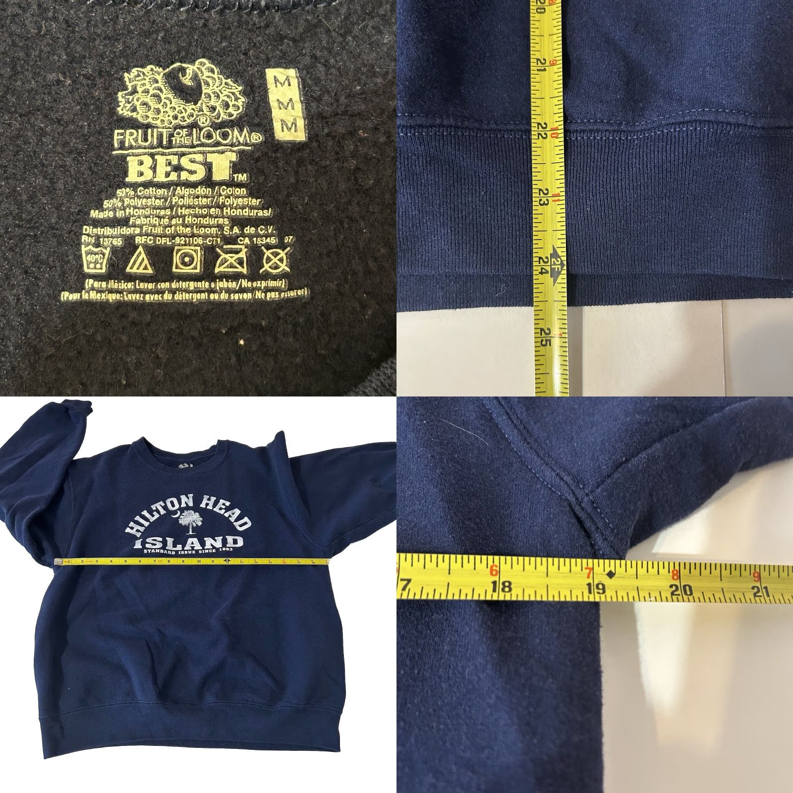 Fruit Of The Loom Hilton Head Island Sweatshirt Men M Navy Blue Fruit Of The Loom Crew Neck Pullover Graphic Print Size US M / EU 48-50 / 2 - 8 Thumbnail